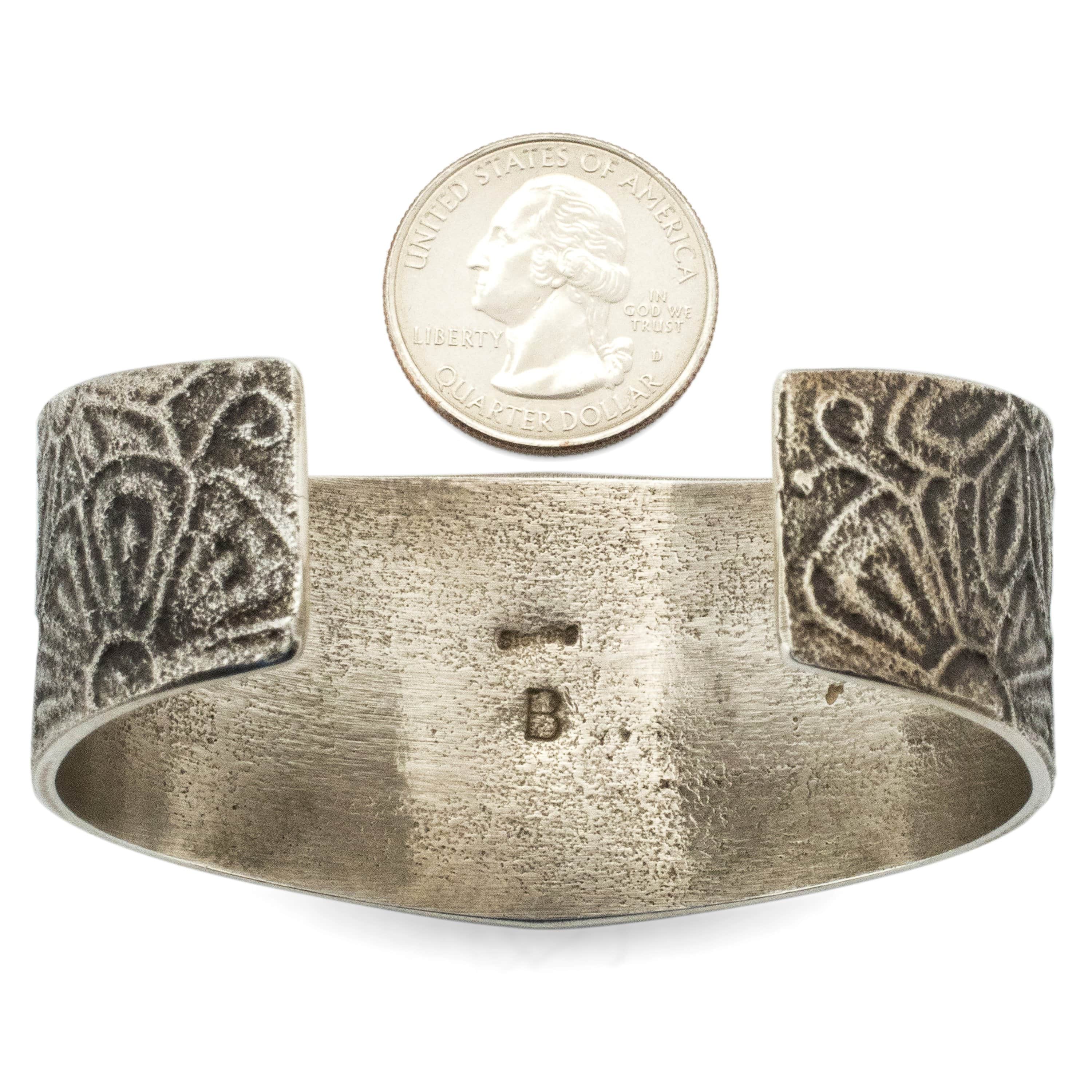 Kalifano Native American Jewelry Anthony Bowman Green Kingman Turquoise USA Native American Made 925 Sterling Silver Cuff NAB2250.002