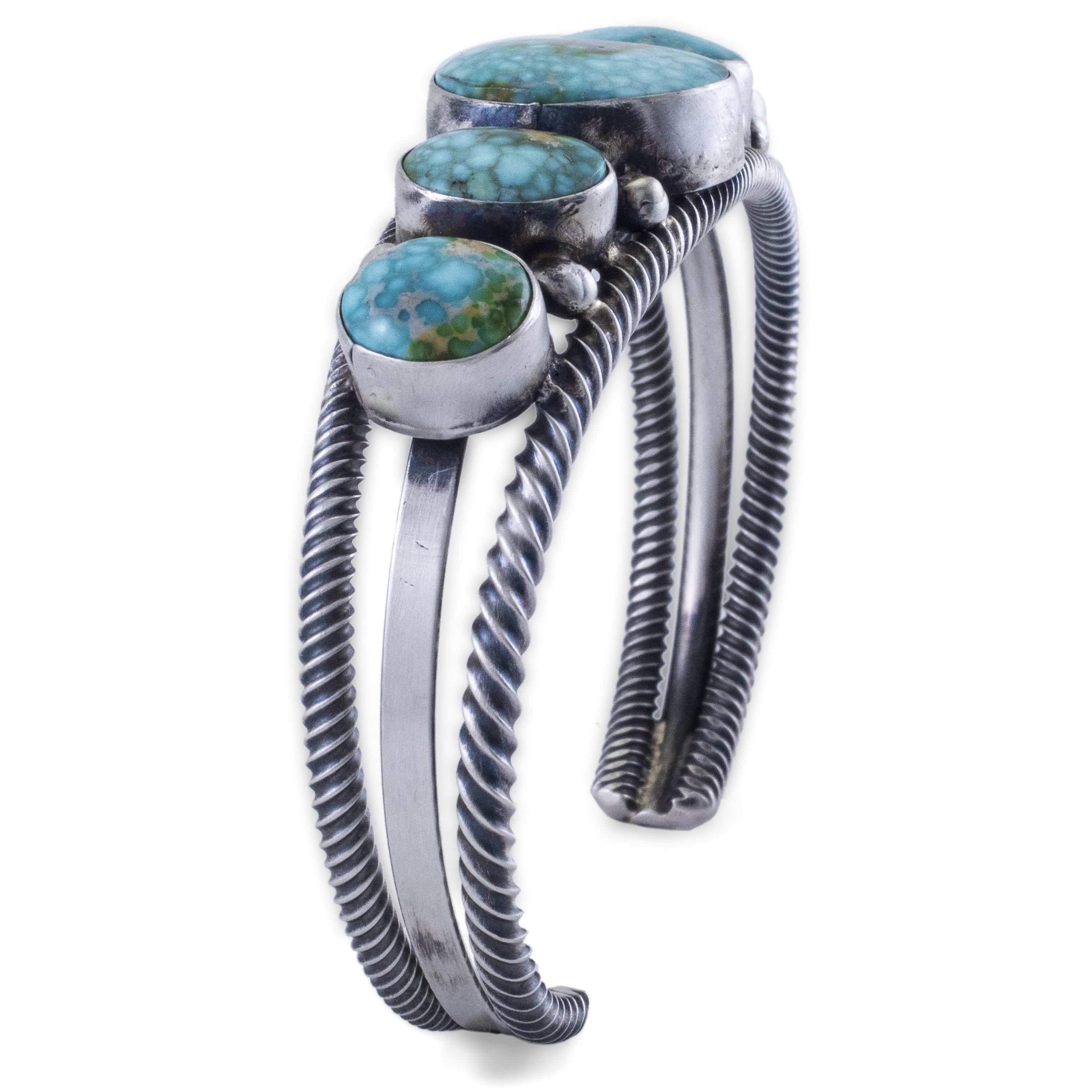 Kalifano Native American Jewelry B. Johnson Sonoran Gold Turquoise USA Native American Made 925 Sterling Silver Cuff NAB2400.003