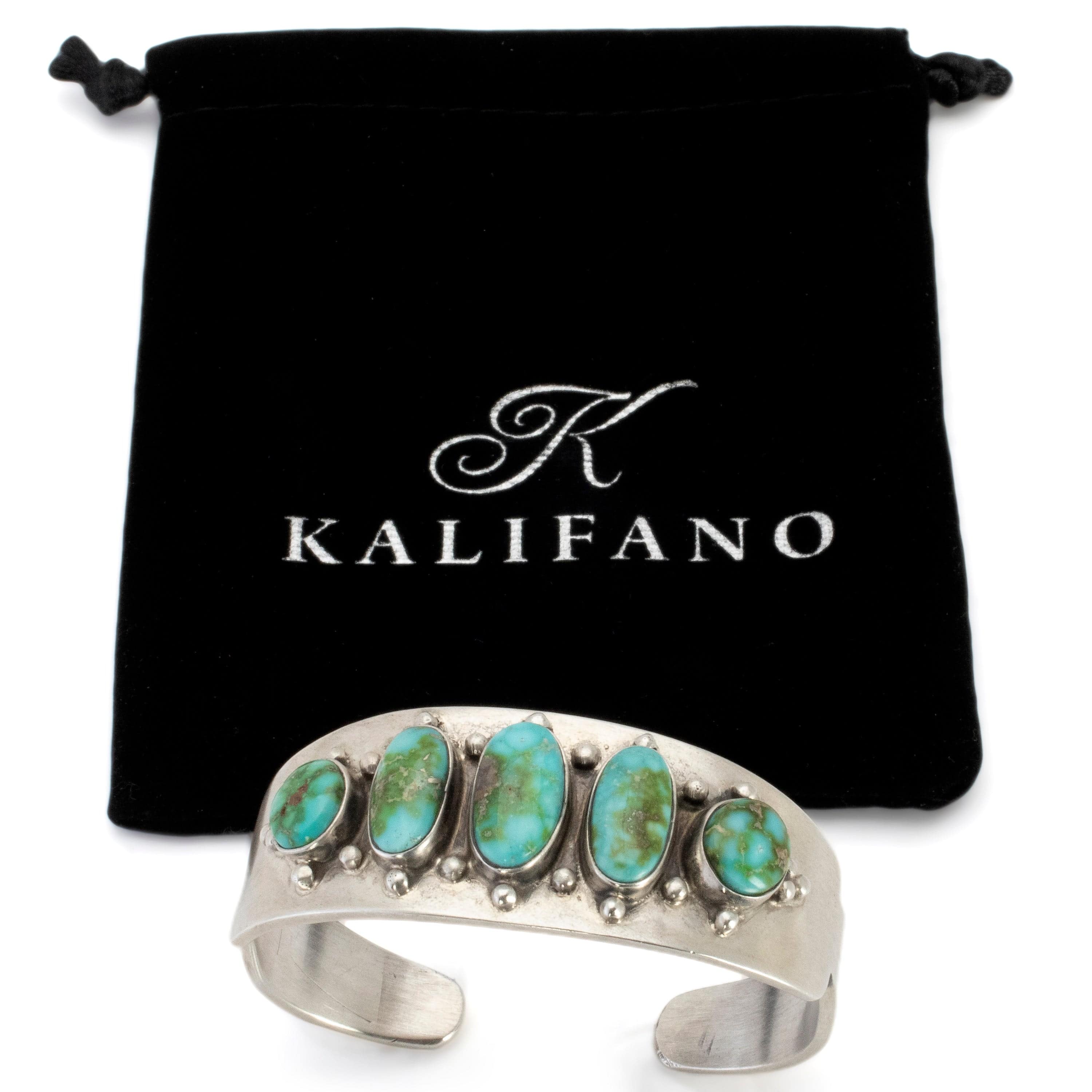 Kalifano Native American Jewelry Bobby Becenti Navajo Sonoran Gold Turquoise USA Native American Made 925 Sterling Silver Cuff NAB3000.011