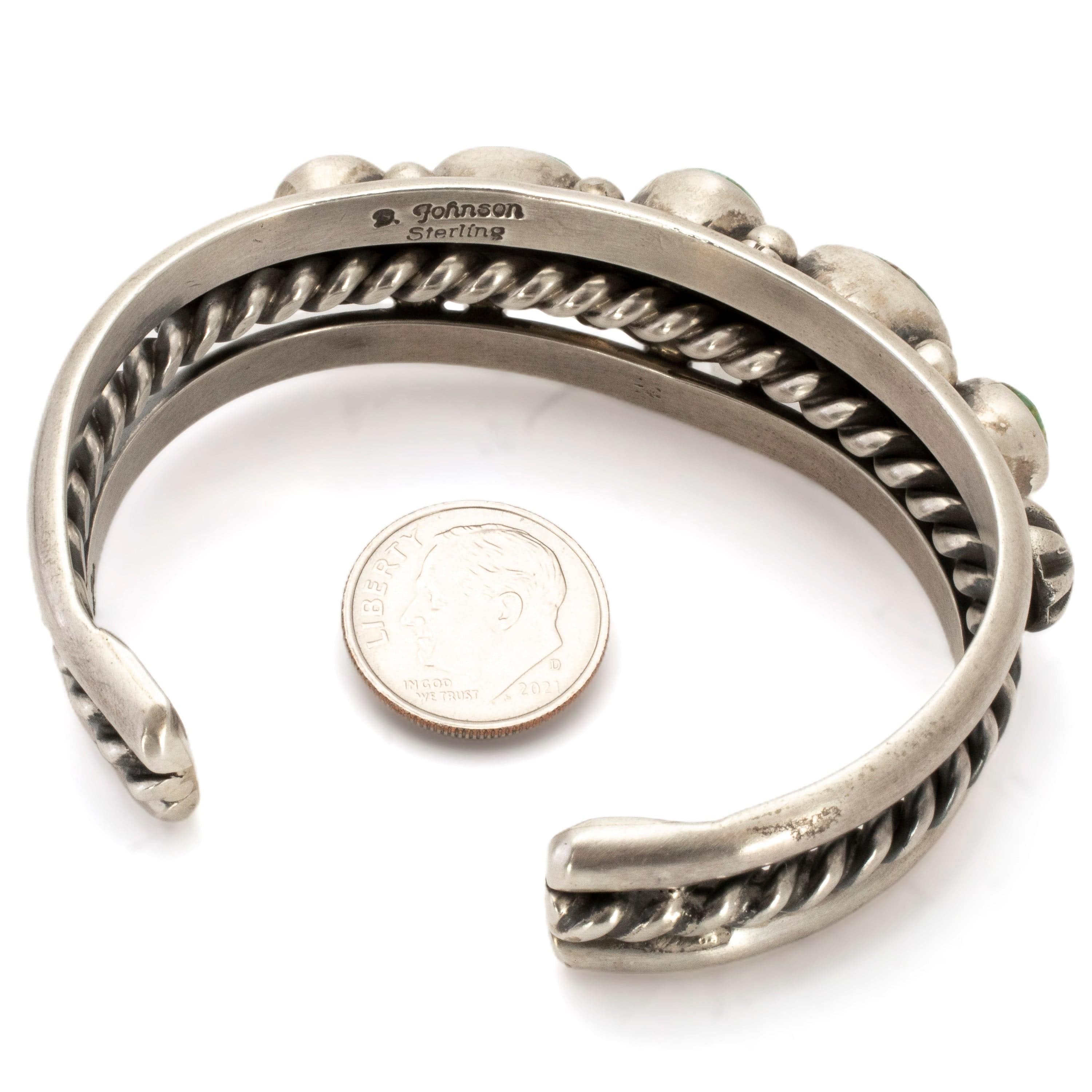 Kalifano Native American Jewelry Bobby Johnson Navajo Sonoran Gold Turquoise USA Native American Made 925 Sterling Silver Cuff NAB3900.009