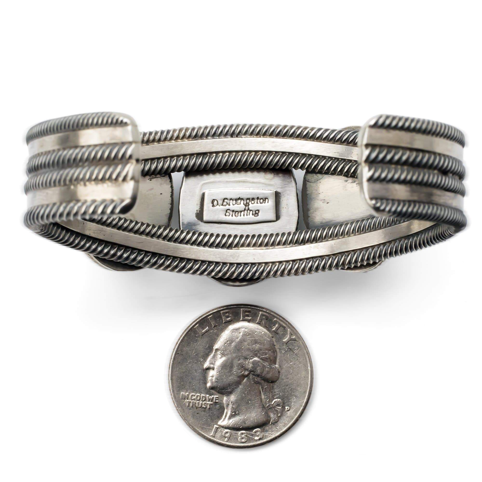 Kalifano Native American Jewelry D. Livingston Kingman Turquoise USA Native American Made 925 Sterling Silver Cuff NAB3500.001