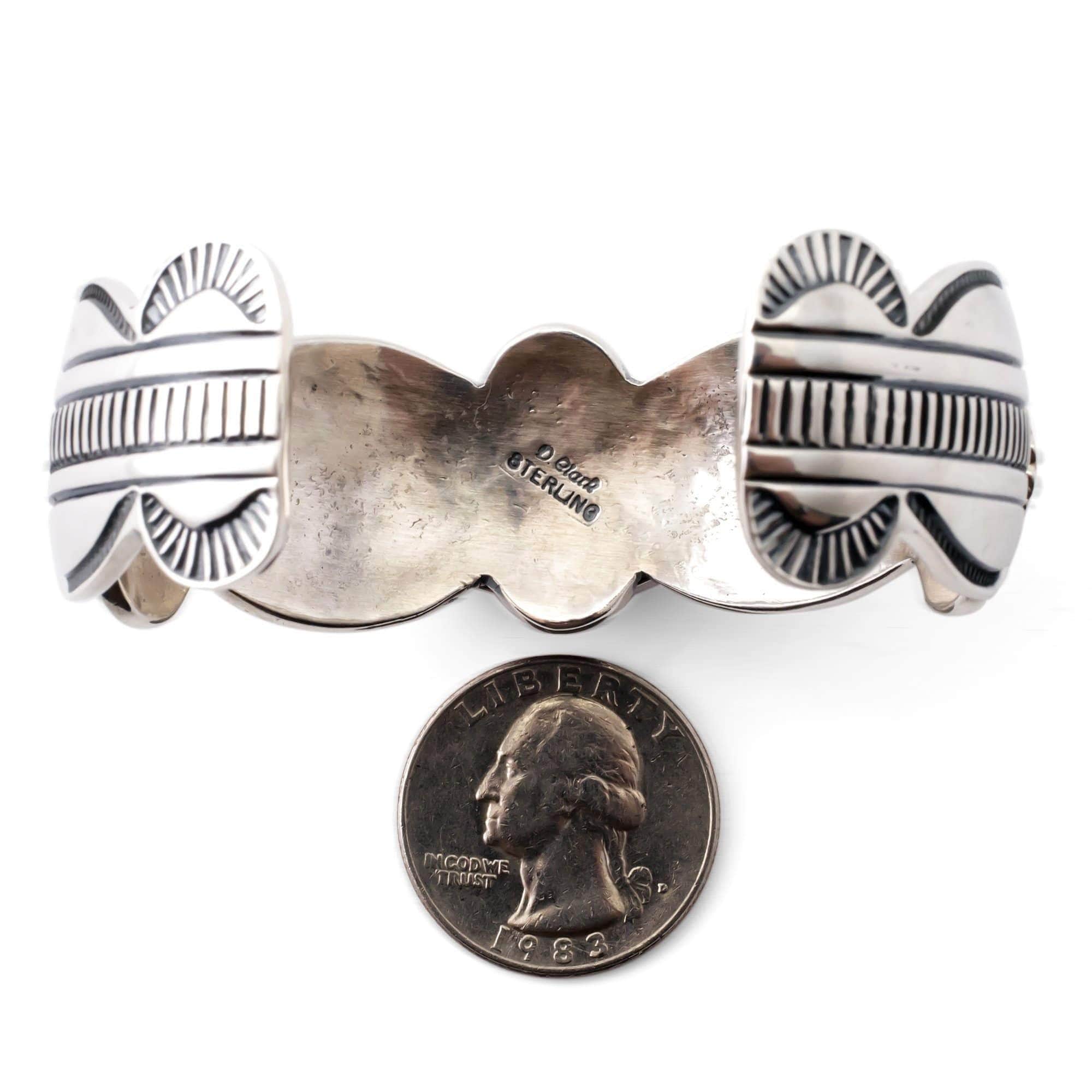 Kalifano Native American Jewelry Danny Clark Orange Spiny Oyster Shell USA Native American Made 925 Sterling Silver Cuff NAB3000.003