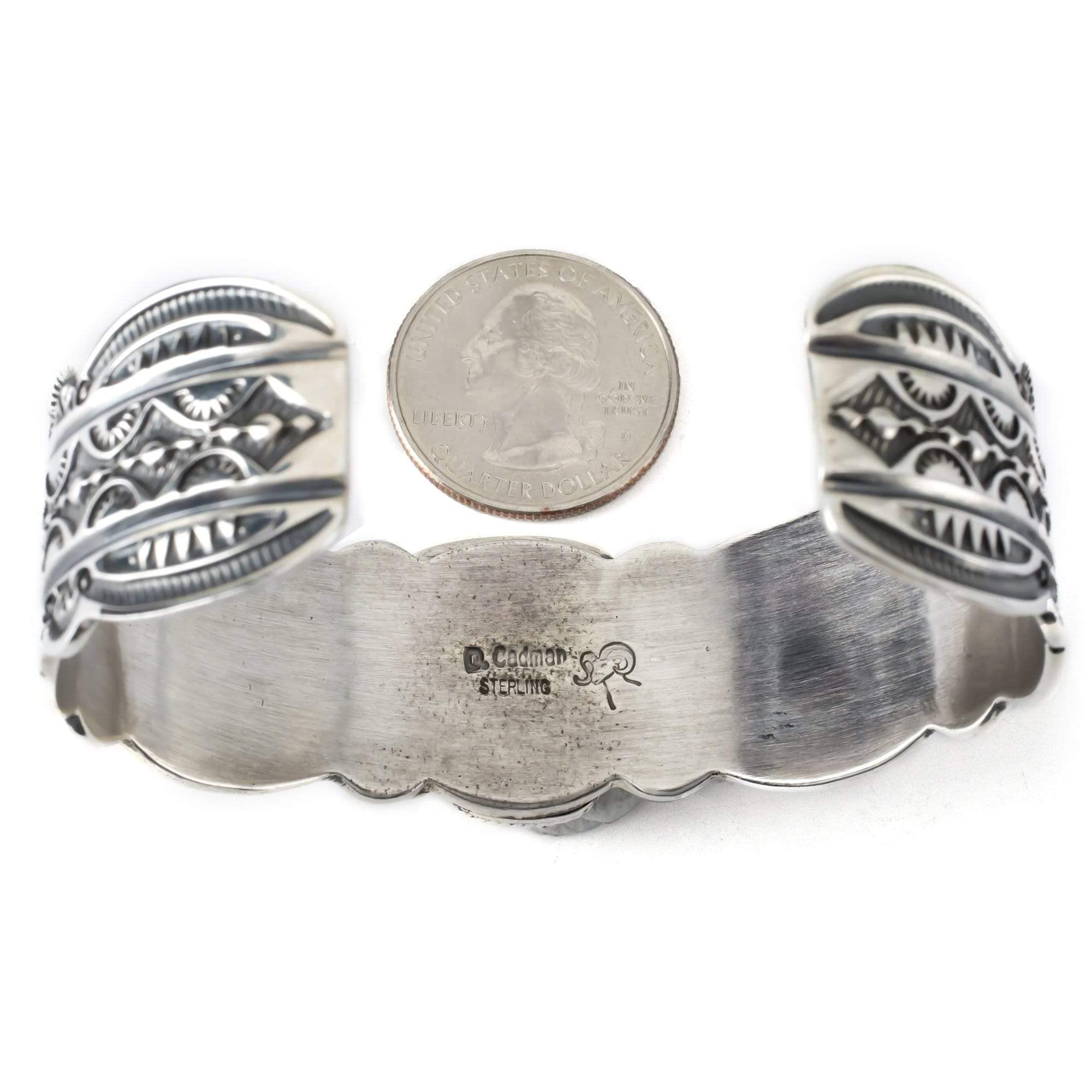 Kalifano Native American Jewelry Darrel Cadman Carico Lake Turquoise Native American Made 925 Sterling Silver Cuff NAB2700.003