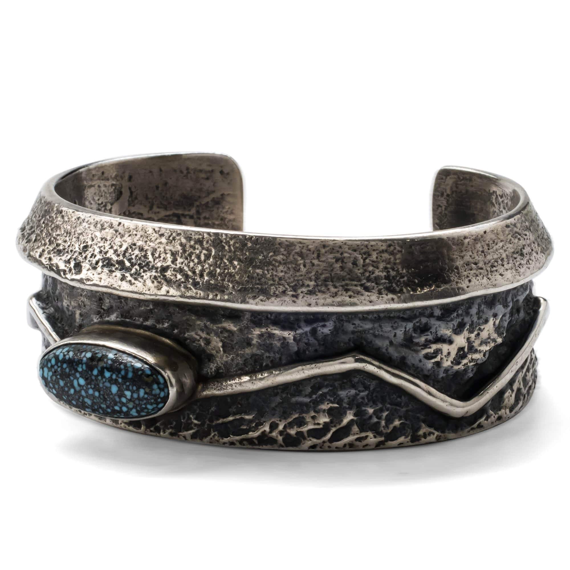 Kalifano Native American Jewelry Darrin Livingston Genuine Turquoise USA Native American Made 925 Sterling Silver Cuff NAB2700.008