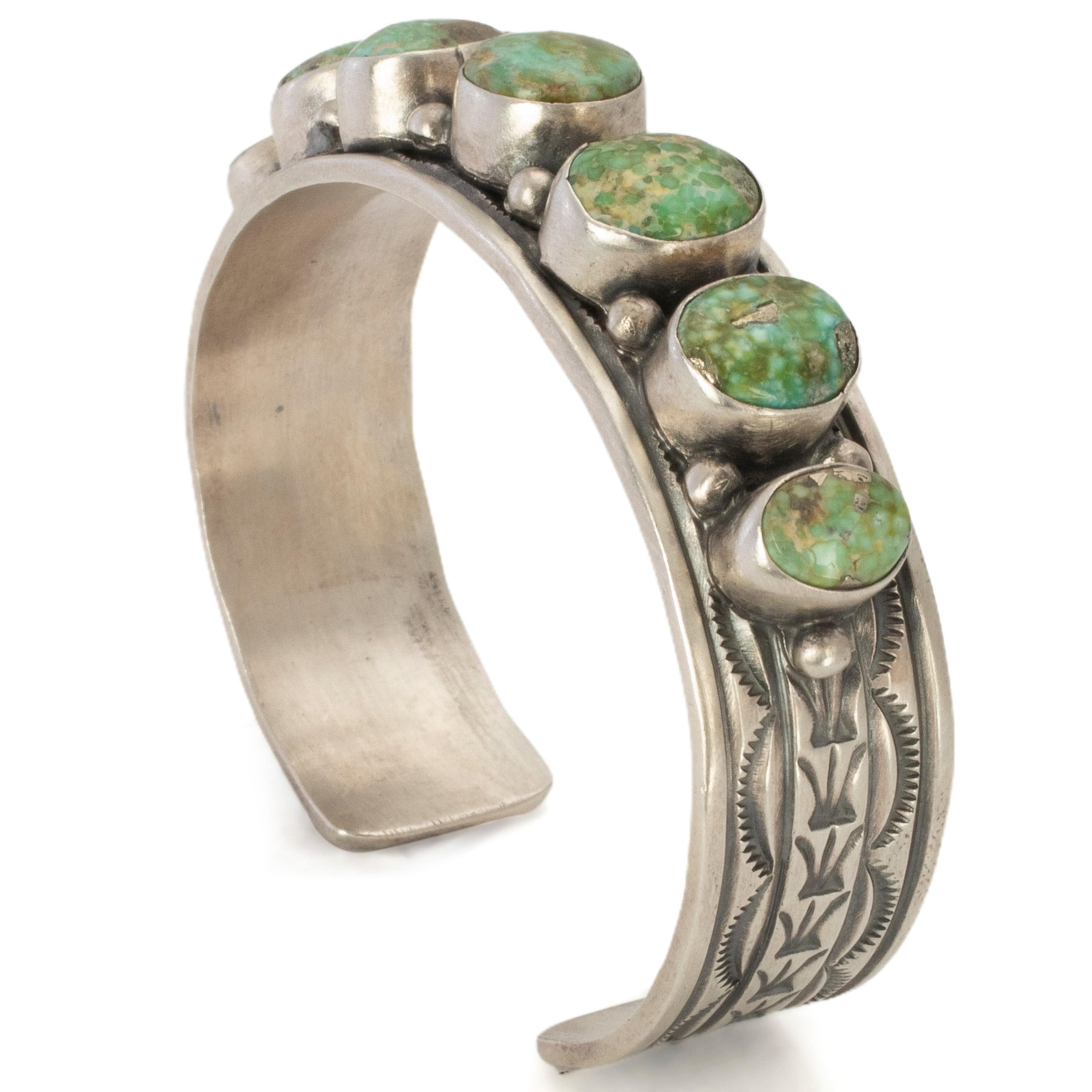 Kalifano Native American Jewelry Darrin Livingston Navajo Sonoran Gold Turquoise USA Native American Made 925 Sterling Silver Cuff NAB2400.013