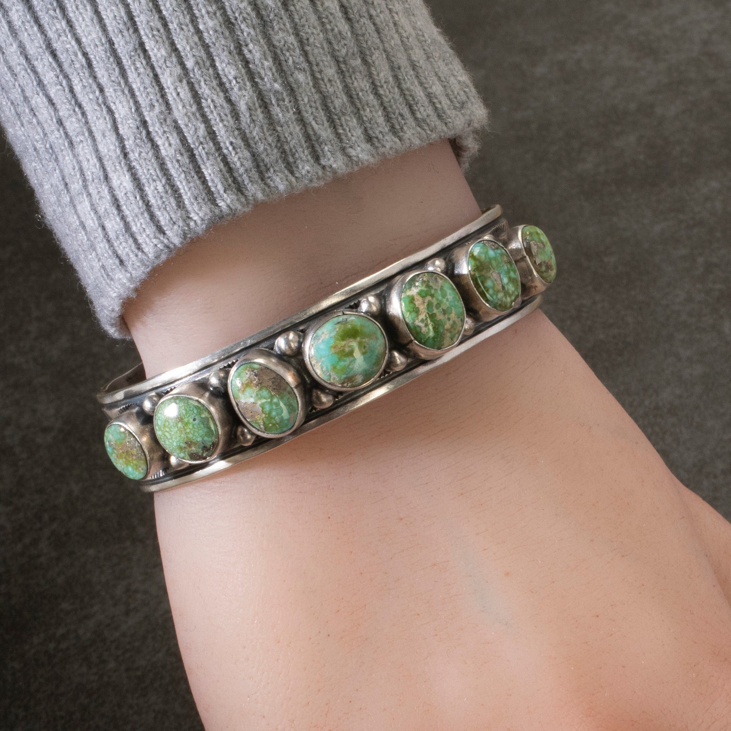 Kalifano Native American Jewelry Darrin Livingston Navajo Sonoran Gold Turquoise USA Native American Made 925 Sterling Silver Cuff NAB2400.013
