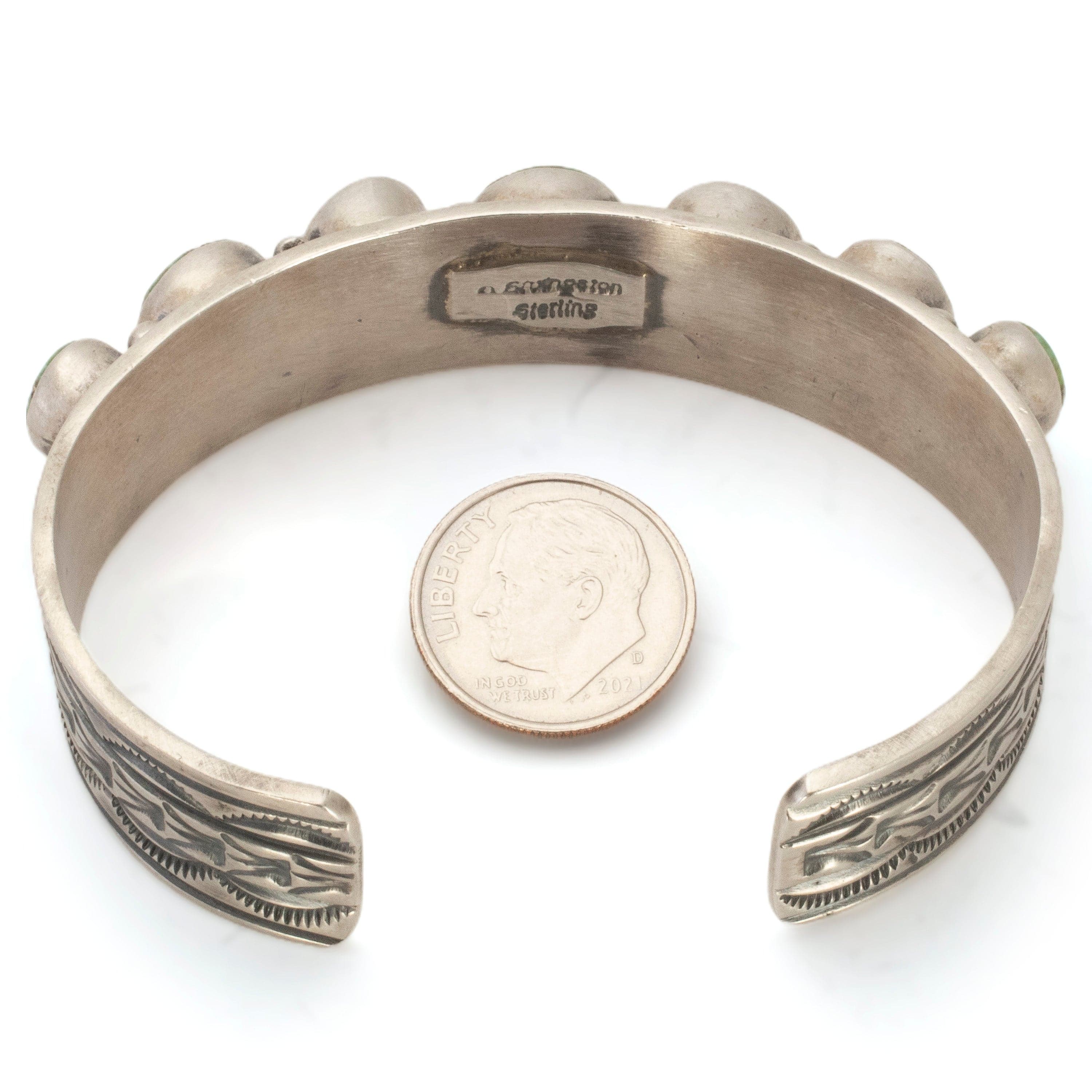 Kalifano Native American Jewelry Darrin Livingston Navajo Sonoran Gold Turquoise USA Native American Made 925 Sterling Silver Cuff NAB2400.013