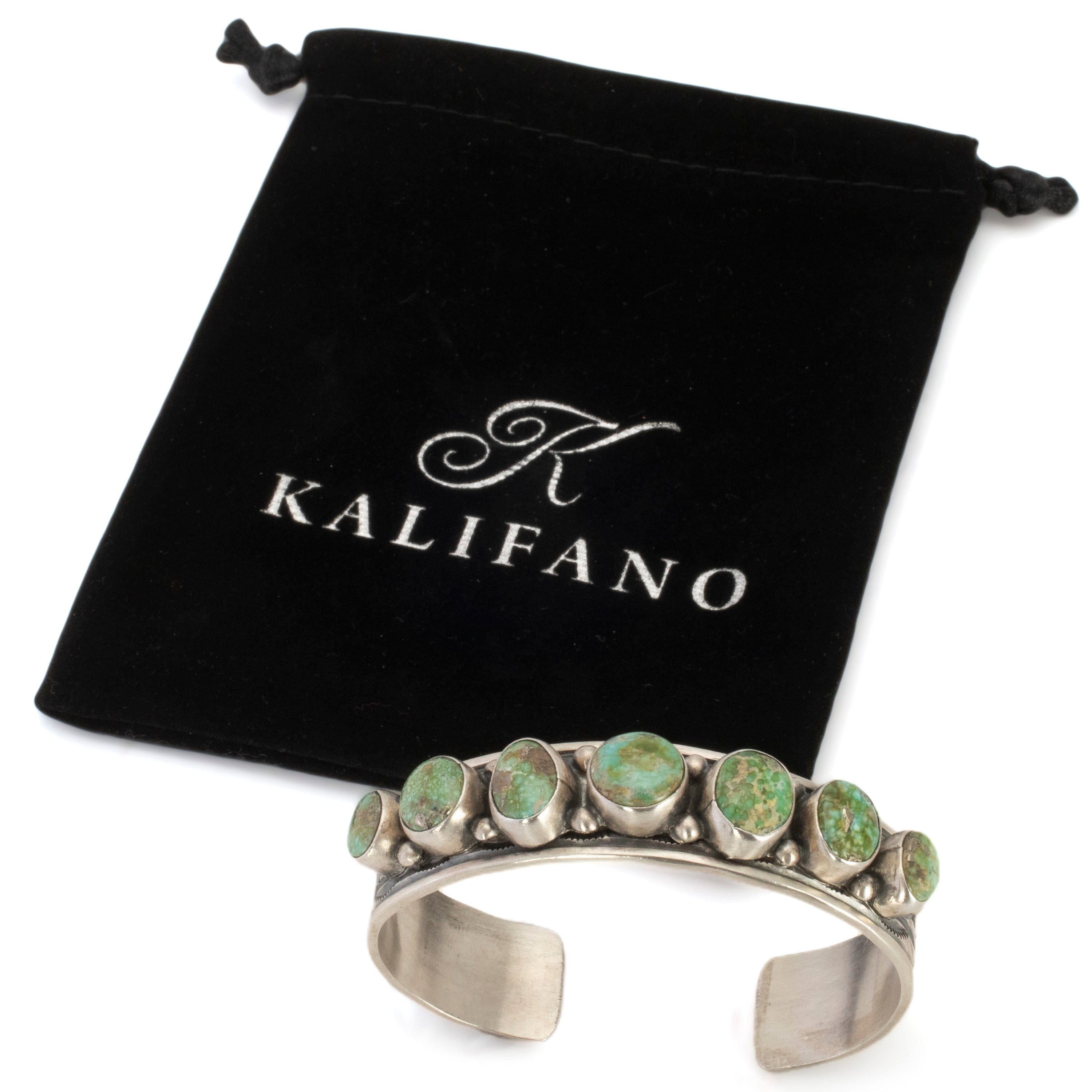 Kalifano Native American Jewelry Darrin Livingston Navajo Sonoran Gold Turquoise USA Native American Made 925 Sterling Silver Cuff NAB2400.013