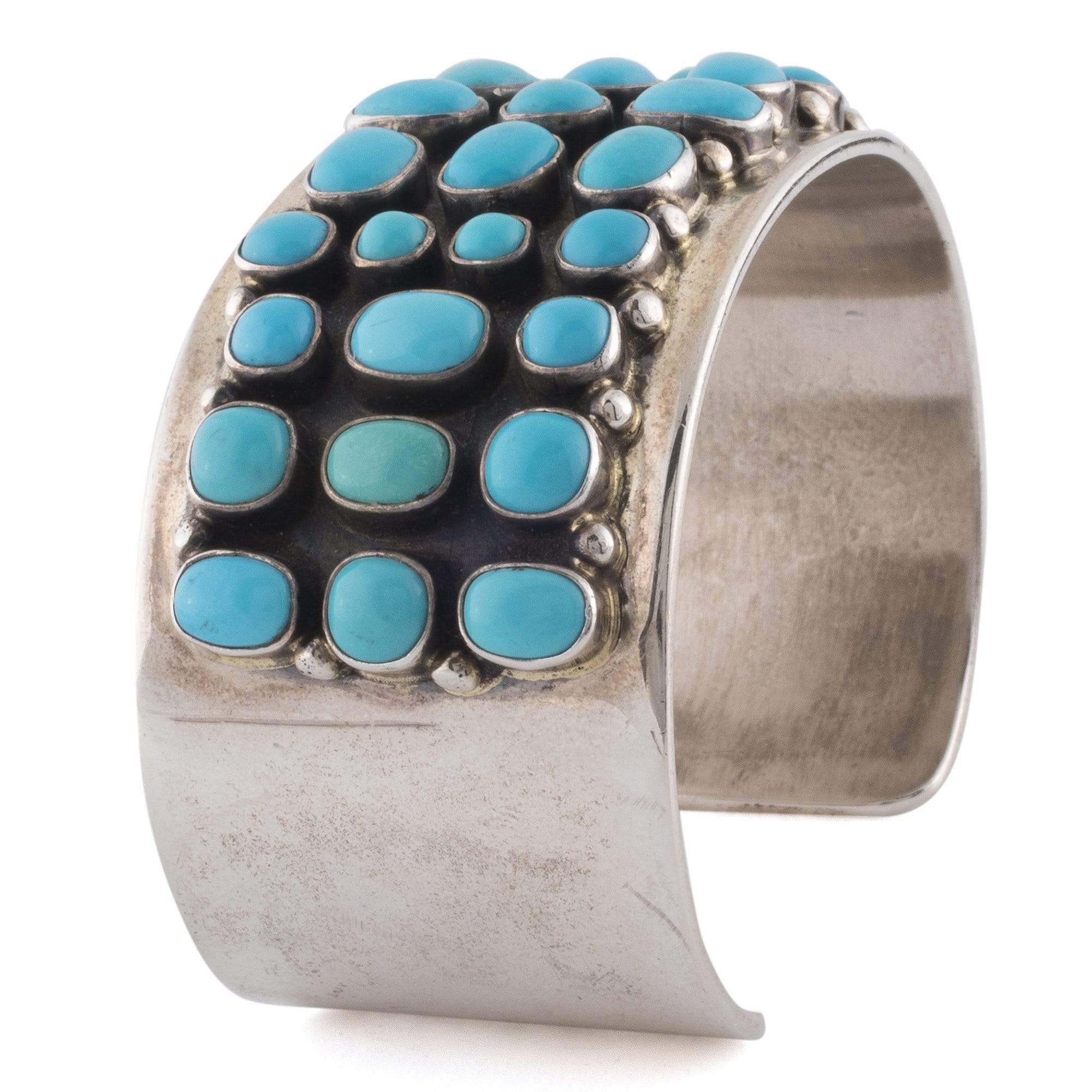 Kalifano Native American Jewelry Darrin Livingston Sleeping Beauty Turquoise USA Native American Made 925 Sterling Silver Cuff NAB2400.007
