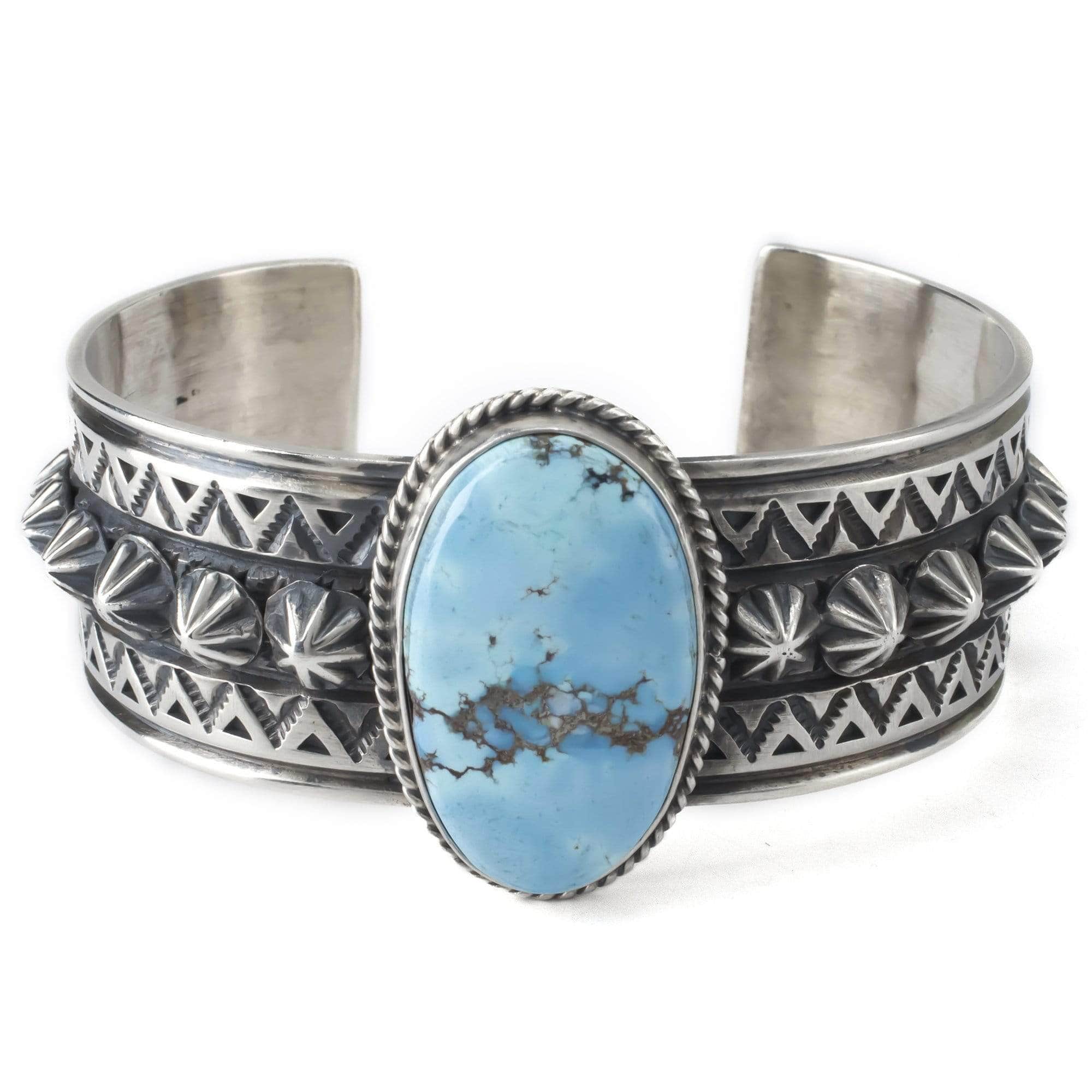 Kalifano Native American Jewelry Donovan Cadman Golden Hills Turquoise Native American Made 925 Sterling Silver Cuff NAB2700.002