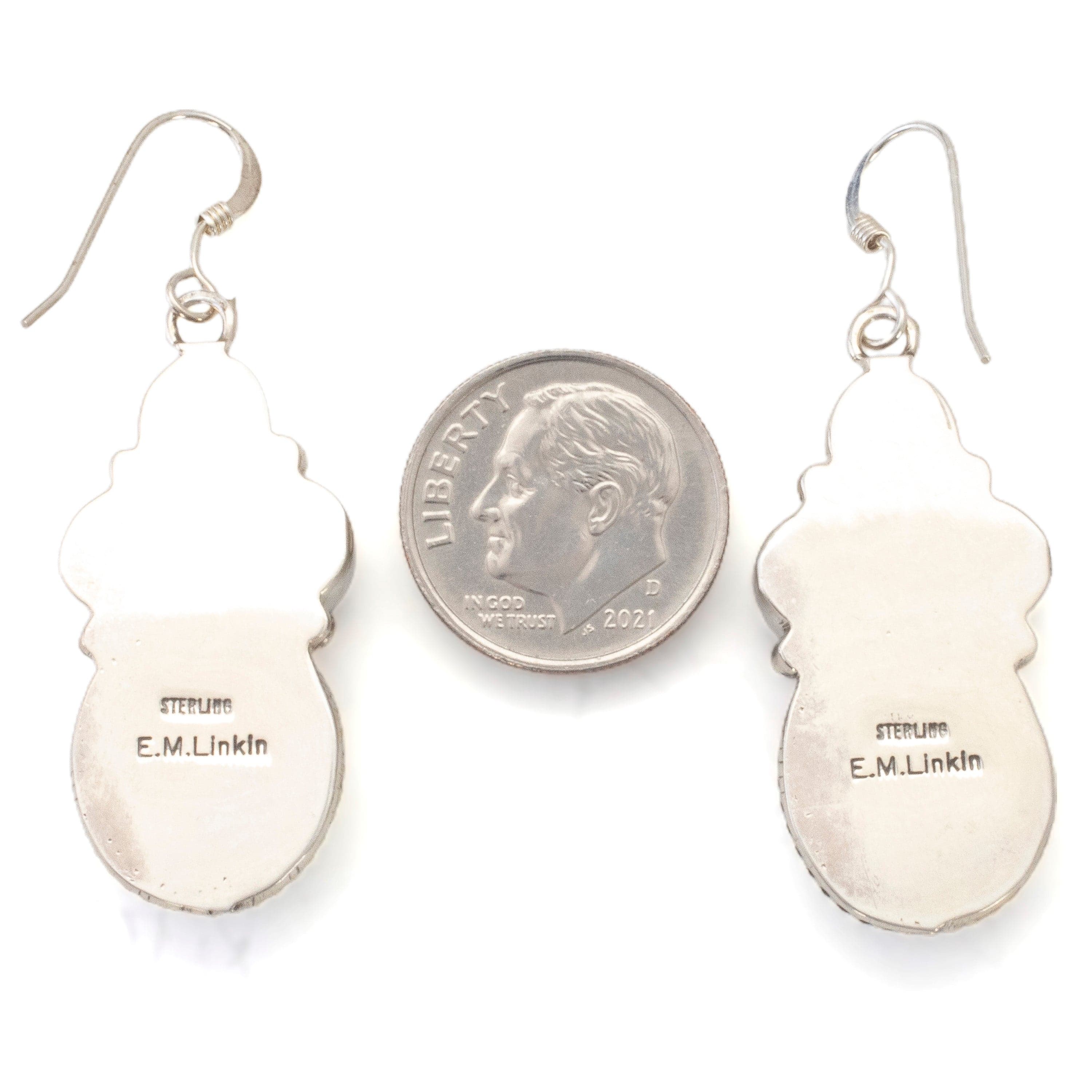 KALIFANO Native American Jewelry Ella Linkin Black Onyx USA Native American Made 925 Sterling Silver Dangle Earrings NAE300.011