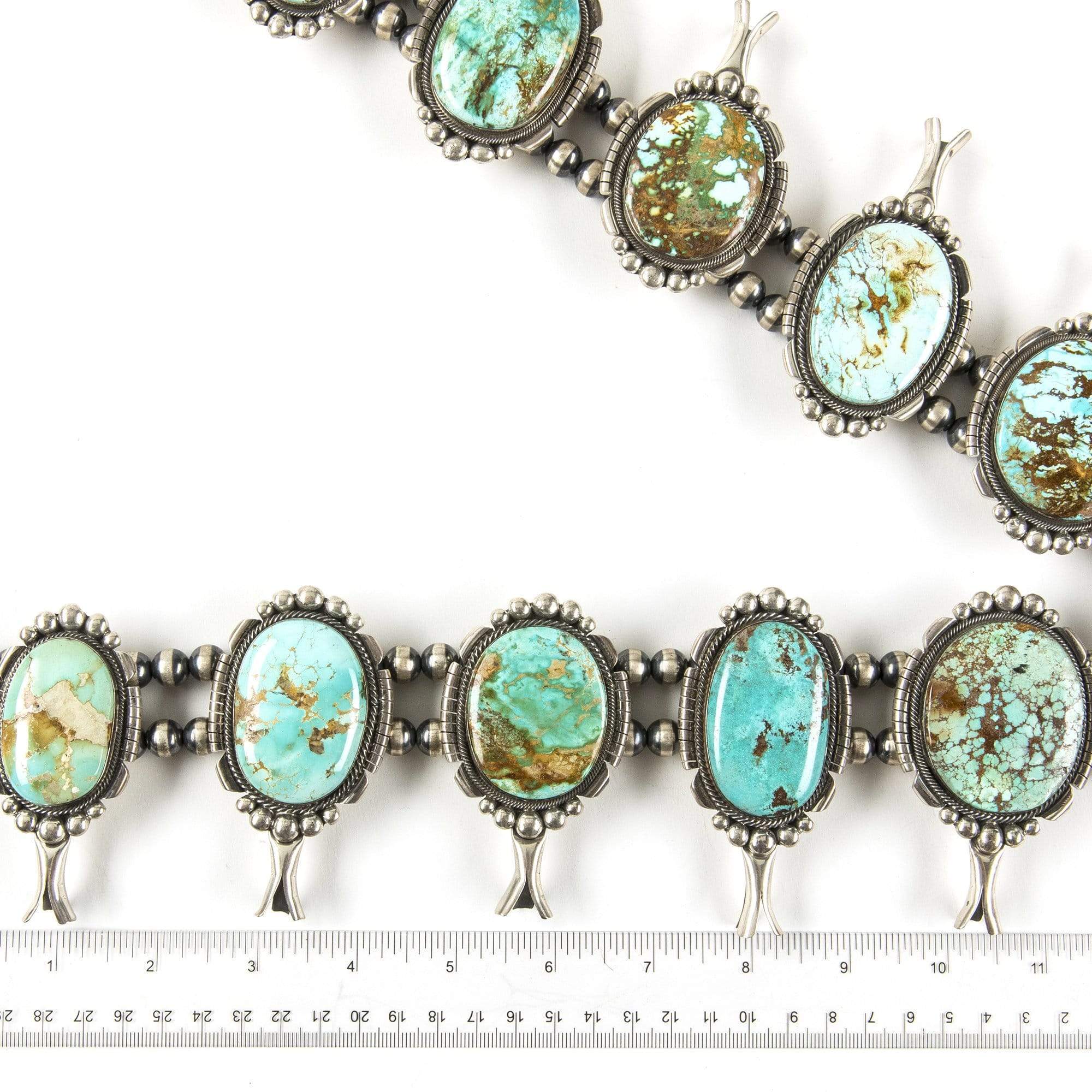 Kalifano Native American Jewelry Gabriel Jurado Royston Turquoise Squash Blossom Native American Made Sterling Silver 4 Piece Set NA48000.001