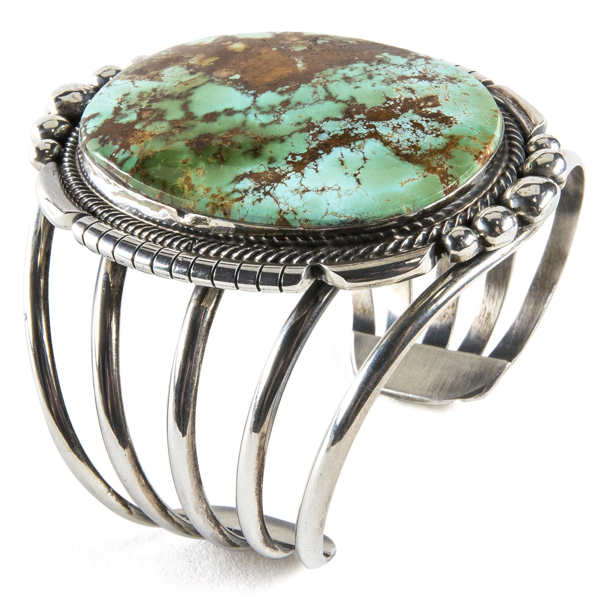 Kalifano Native American Jewelry Gabriel Jurado Royston Turquoise Squash Blossom Native American Made Sterling Silver 4 Piece Set NA48000.001