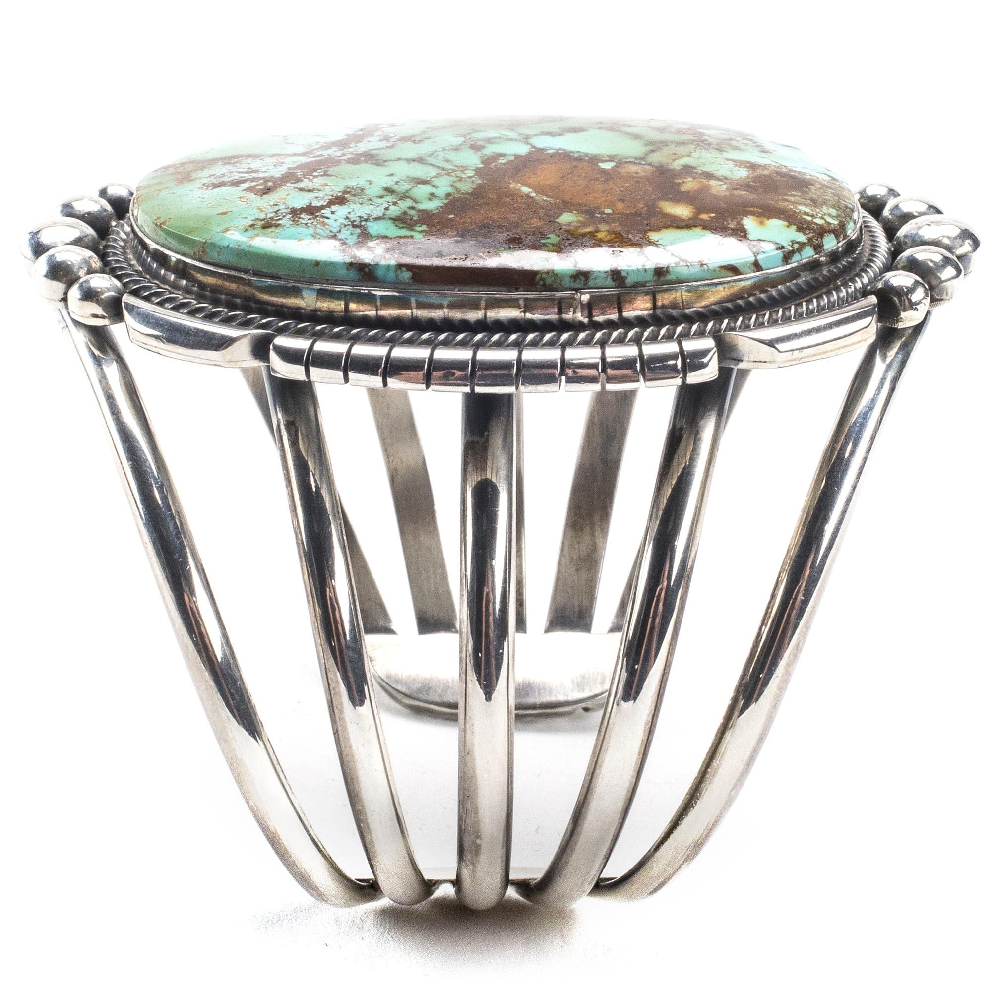 Kalifano Native American Jewelry Gabriel Jurado Royston Turquoise Squash Blossom Native American Made Sterling Silver 4 Piece Set NA48000.001