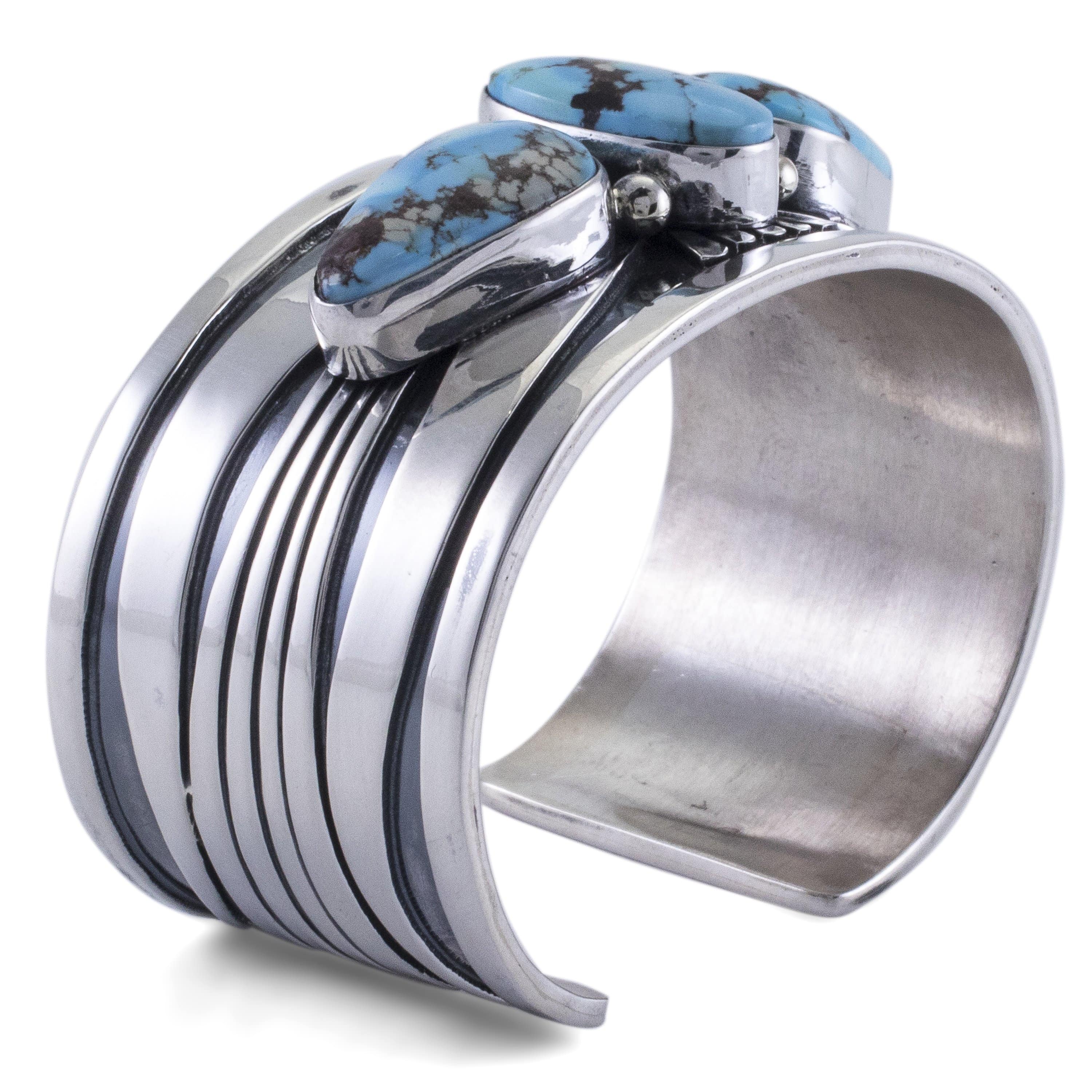 Kalifano Native American Jewelry Golden Hills Turquoise USA Native American Made 925 Sterling Silver Cuff NAB4500.006