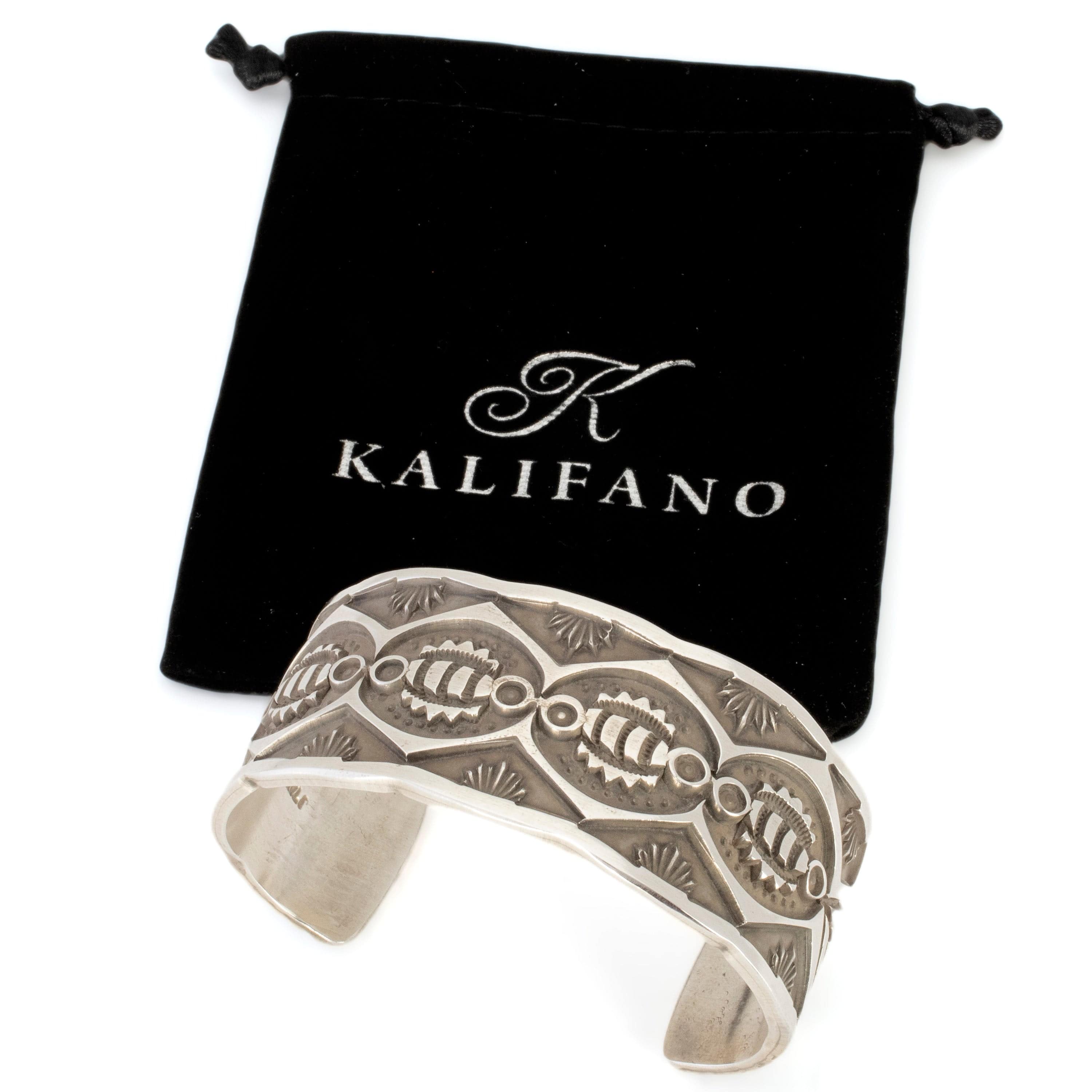 Kalifano Native American Jewelry Jerrold Tahe Navajo USA Native American Made 925 Sterling Silver Cuff NAB2600.003