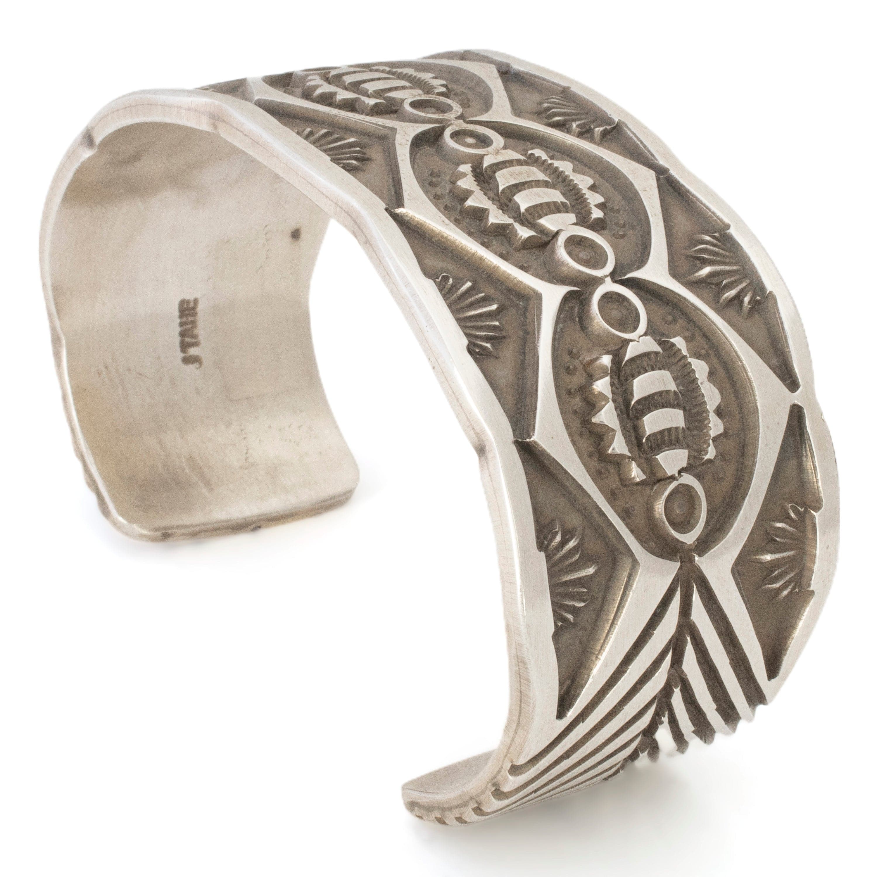 Kalifano Native American Jewelry Jerrold Tahe Navajo USA Native American Made 925 Sterling Silver Cuff NAB2600.003