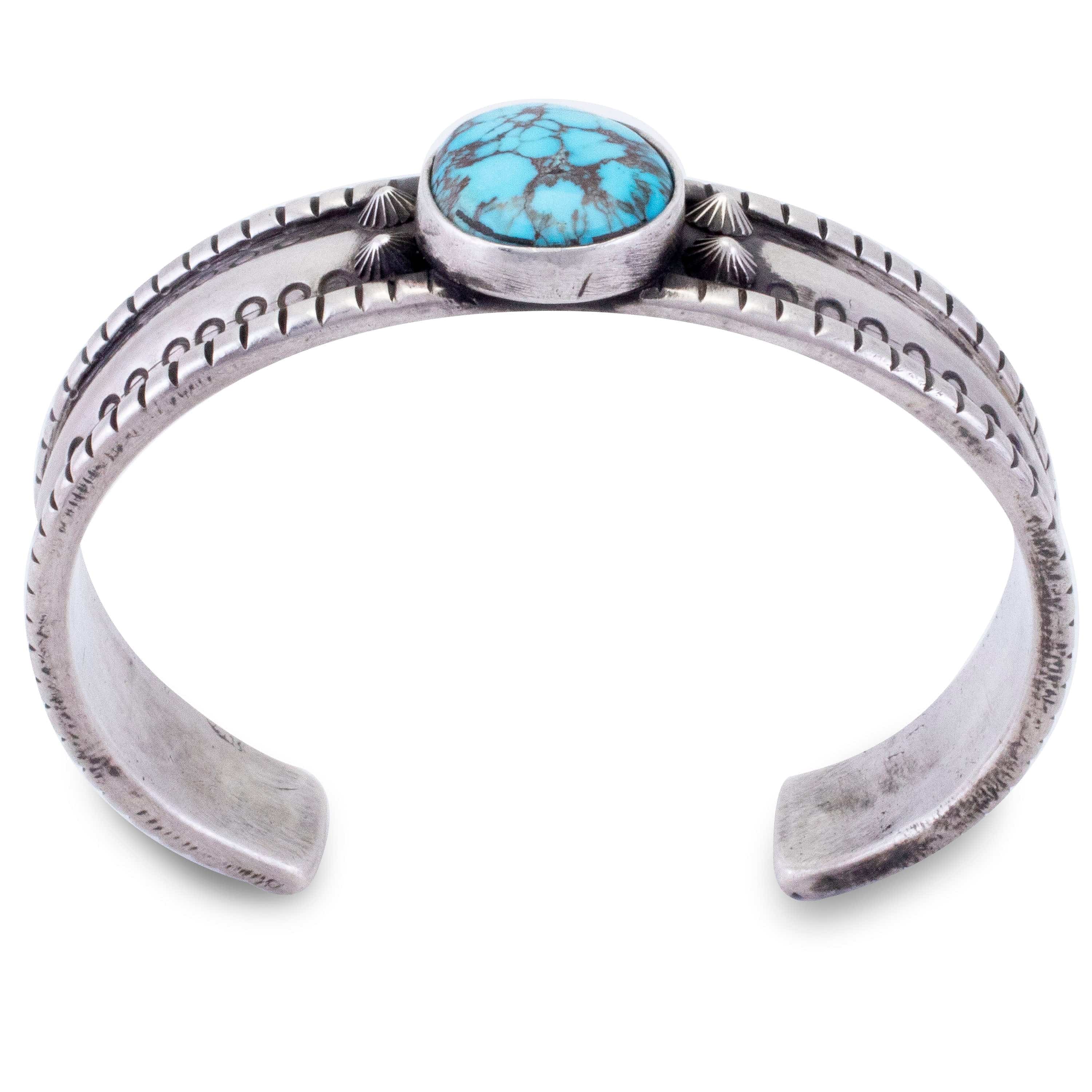 Kalifano Native American Jewelry Joel O'Neal Egyptian Turquoise USA Native American Made 925 Sterling Silver Cuff NAB2600.004