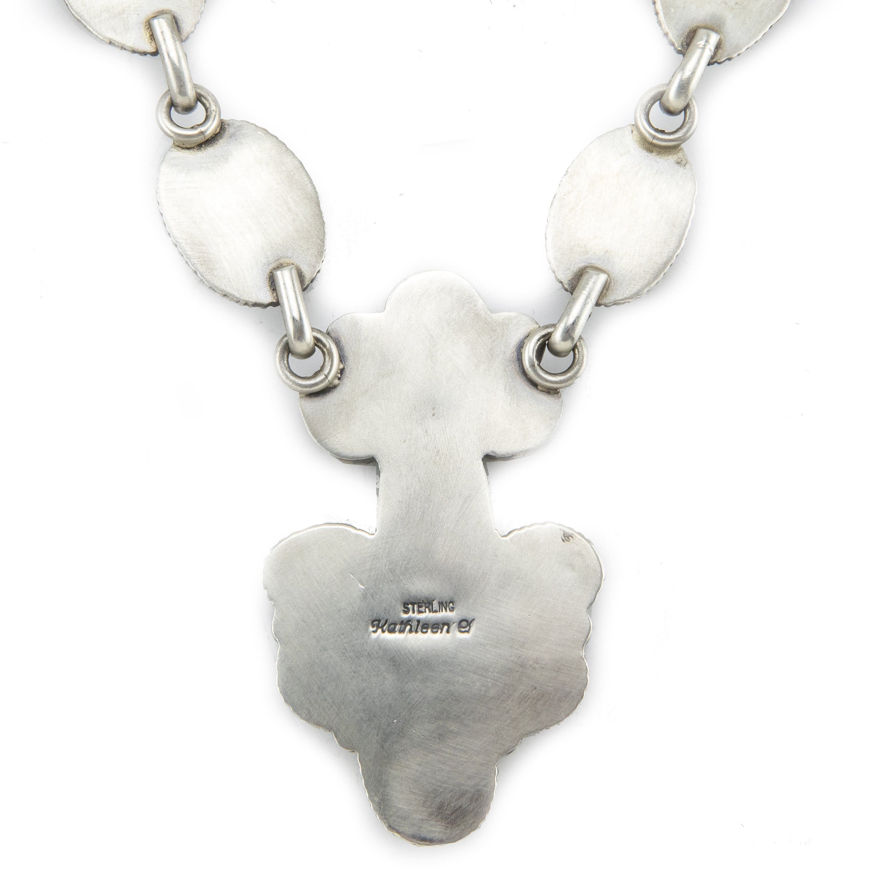 Kalifano Native American Jewelry Kathleen Chavez Sonoran Gold Turquoise Navajo USA Native American Made 925 Sterling Silver Necklace NAN10000.002