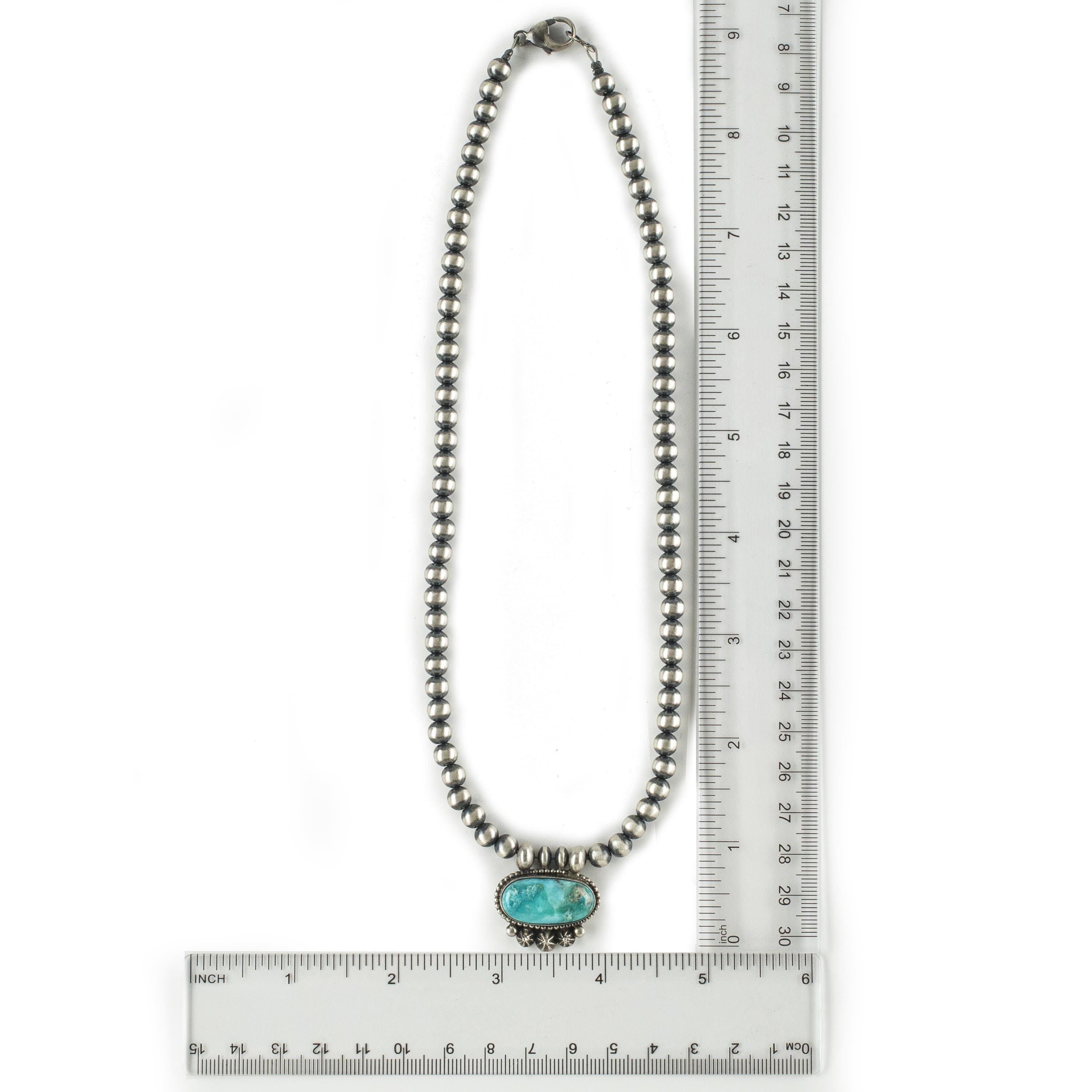 Kalifano Native American Jewelry Kee-J Sonoran Rose Turquoise Pendant and Attached Navajo Pearl USA Native American Made 925 Sterling Silver Necklace NAN1300.002