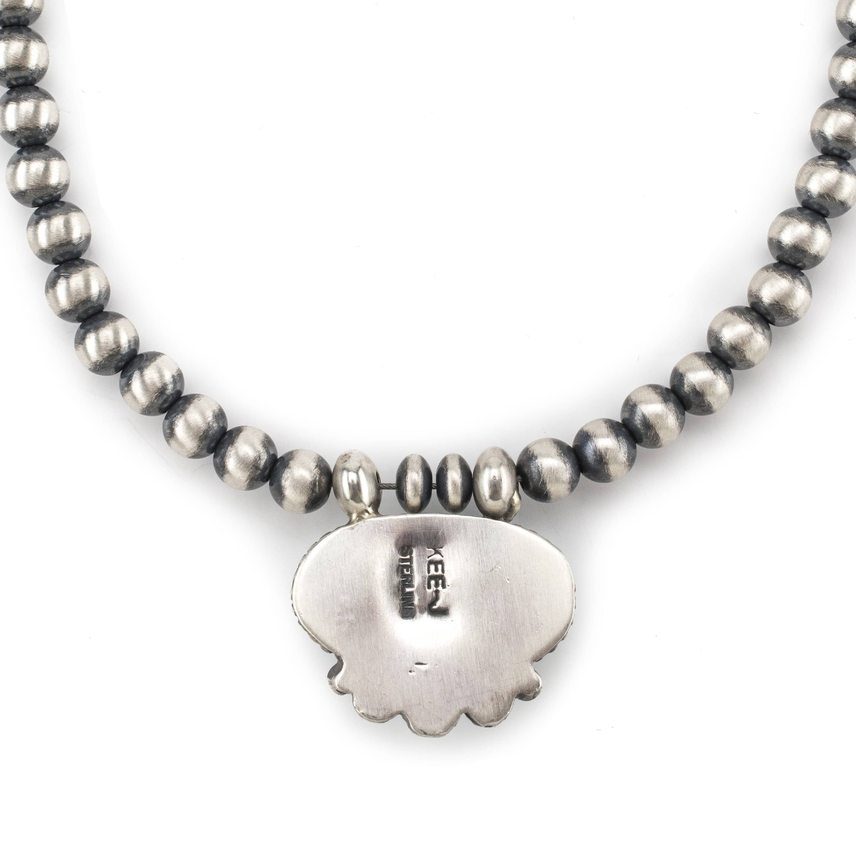 Kalifano Native American Jewelry Kee-J Sonoran Rose Turquoise Pendant and Attached Navajo Pearl USA Native American Made 925 Sterling Silver Necklace NAN1300.002
