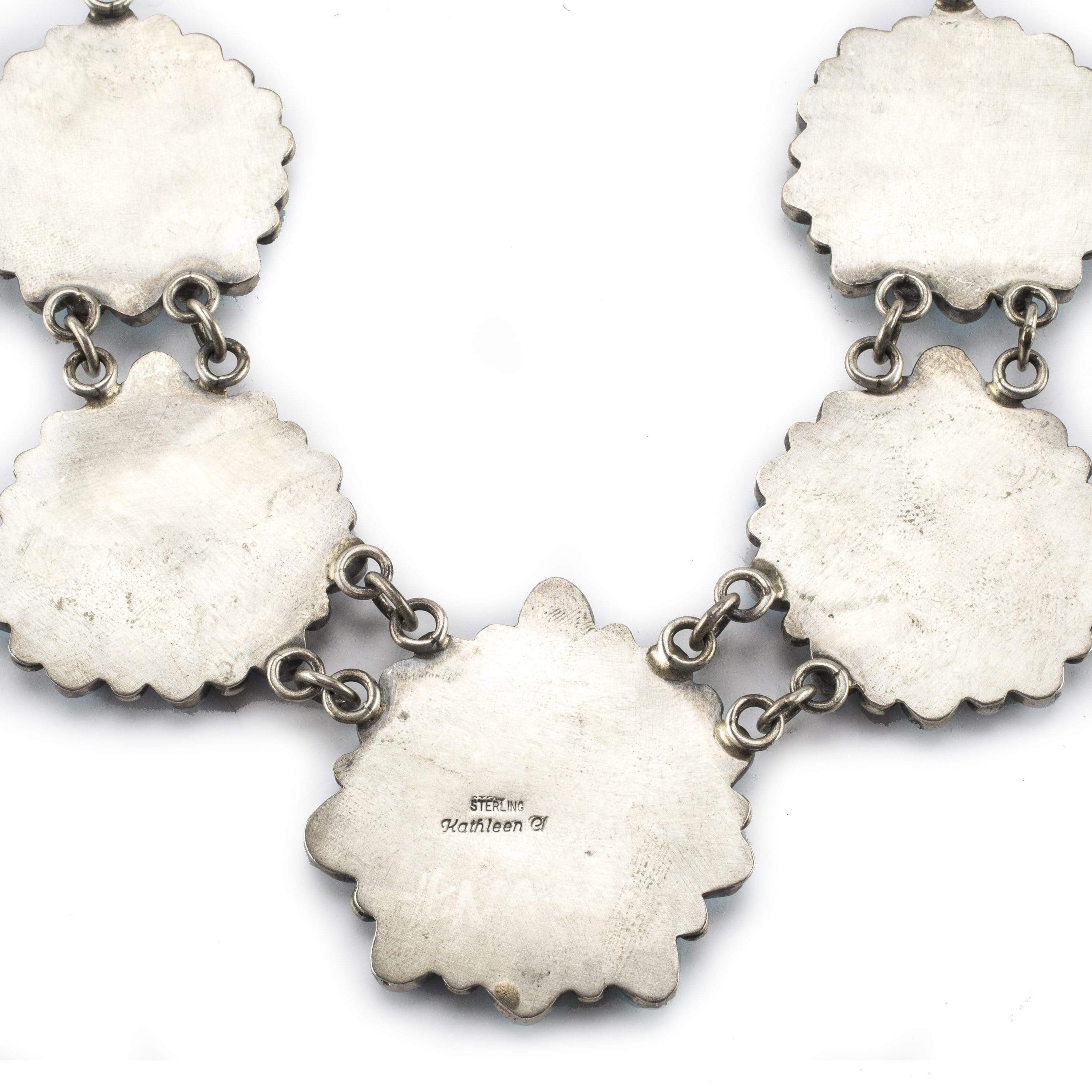Kalifano Native American Jewelry Kingman Turquoise Flower USA Native American Made 925 Sterling Silver Necklace NAN5400.001