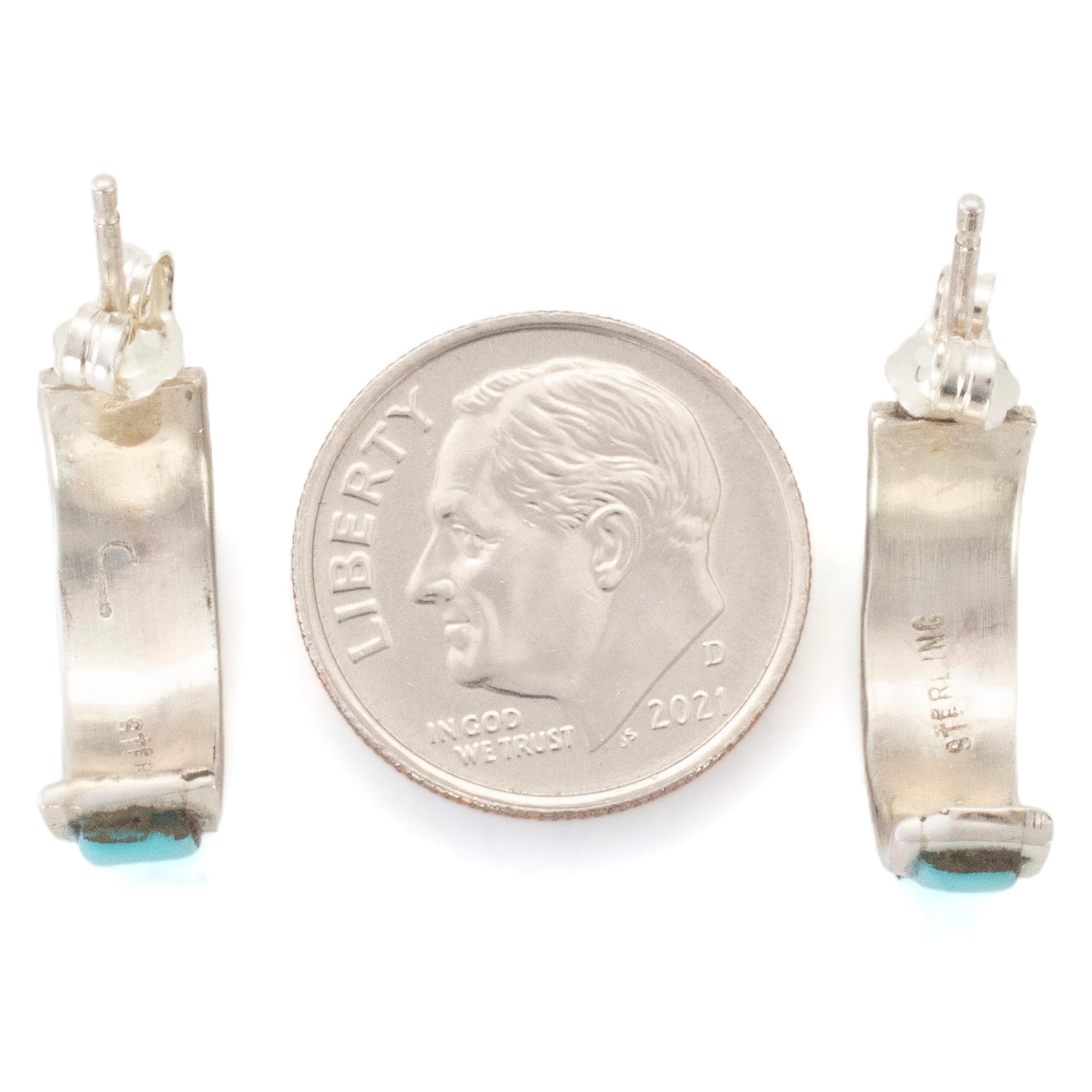 KALIFANO Native American Jewelry Kingman Turquoise USA Native American Made 925 Sterling Silver Earrings NAE300.012