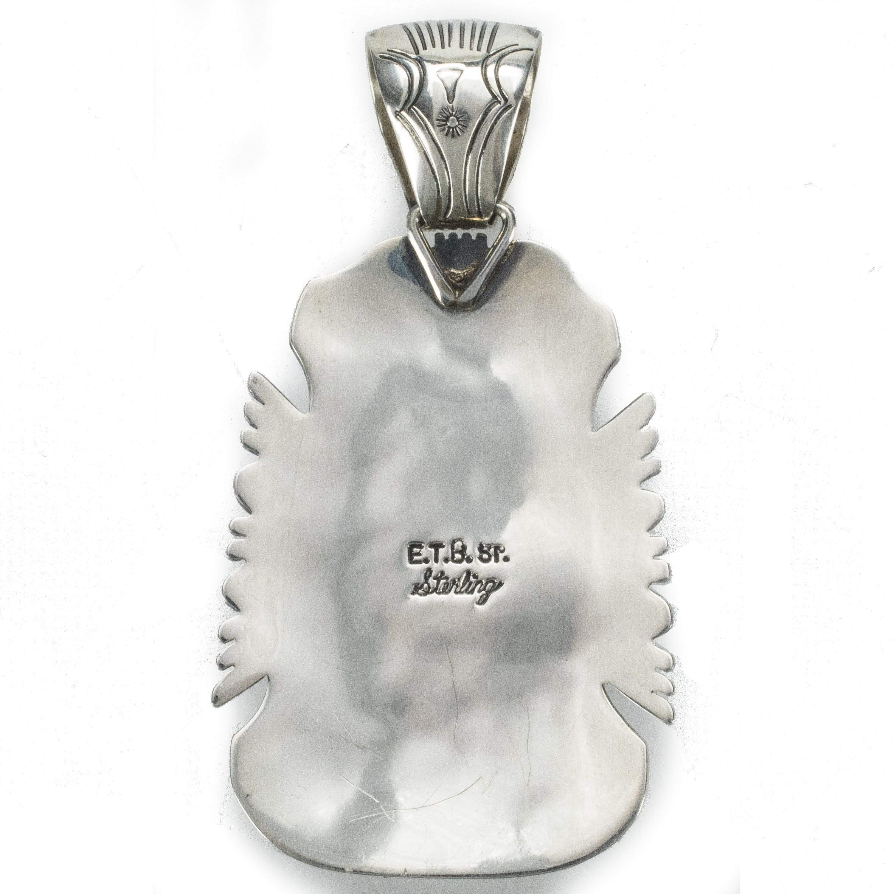 Kalifano Native American Jewelry Kingman Turquoise USA Native American Made 925 Sterling Silver Pendant NAN3000.003