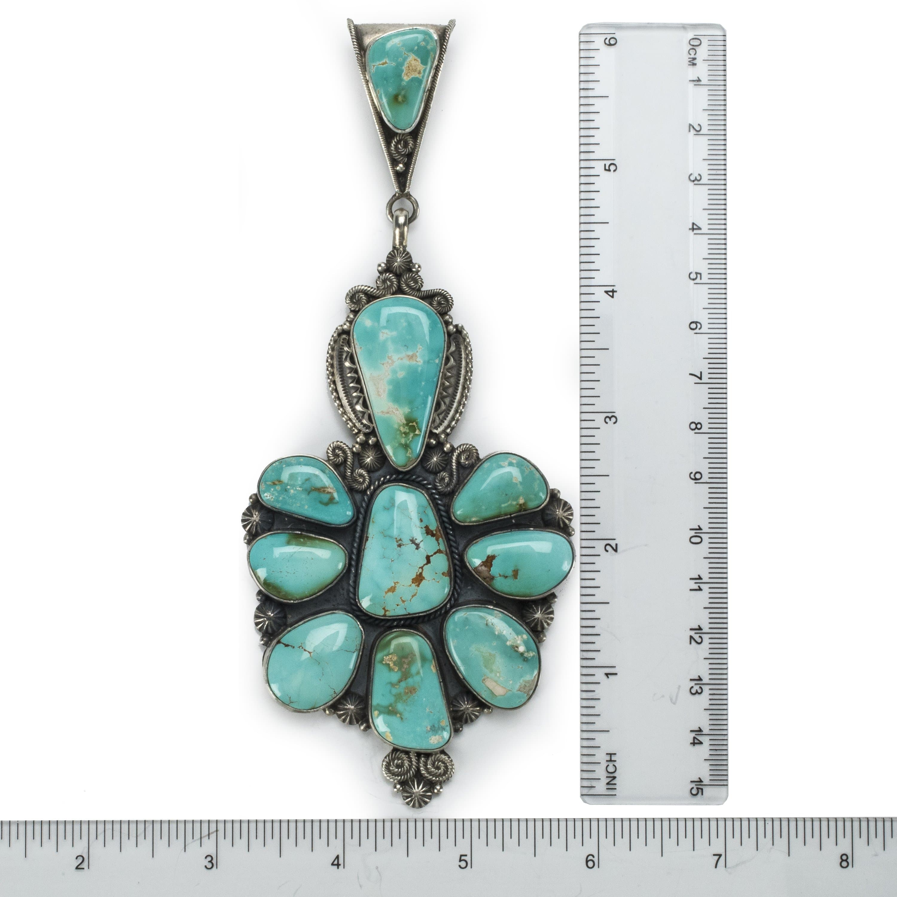 Kalifano Native American Jewelry M&R Caladillo Royston Turquoise USA Native American Made 925 Sterling Silver Pendant NAN6000.003