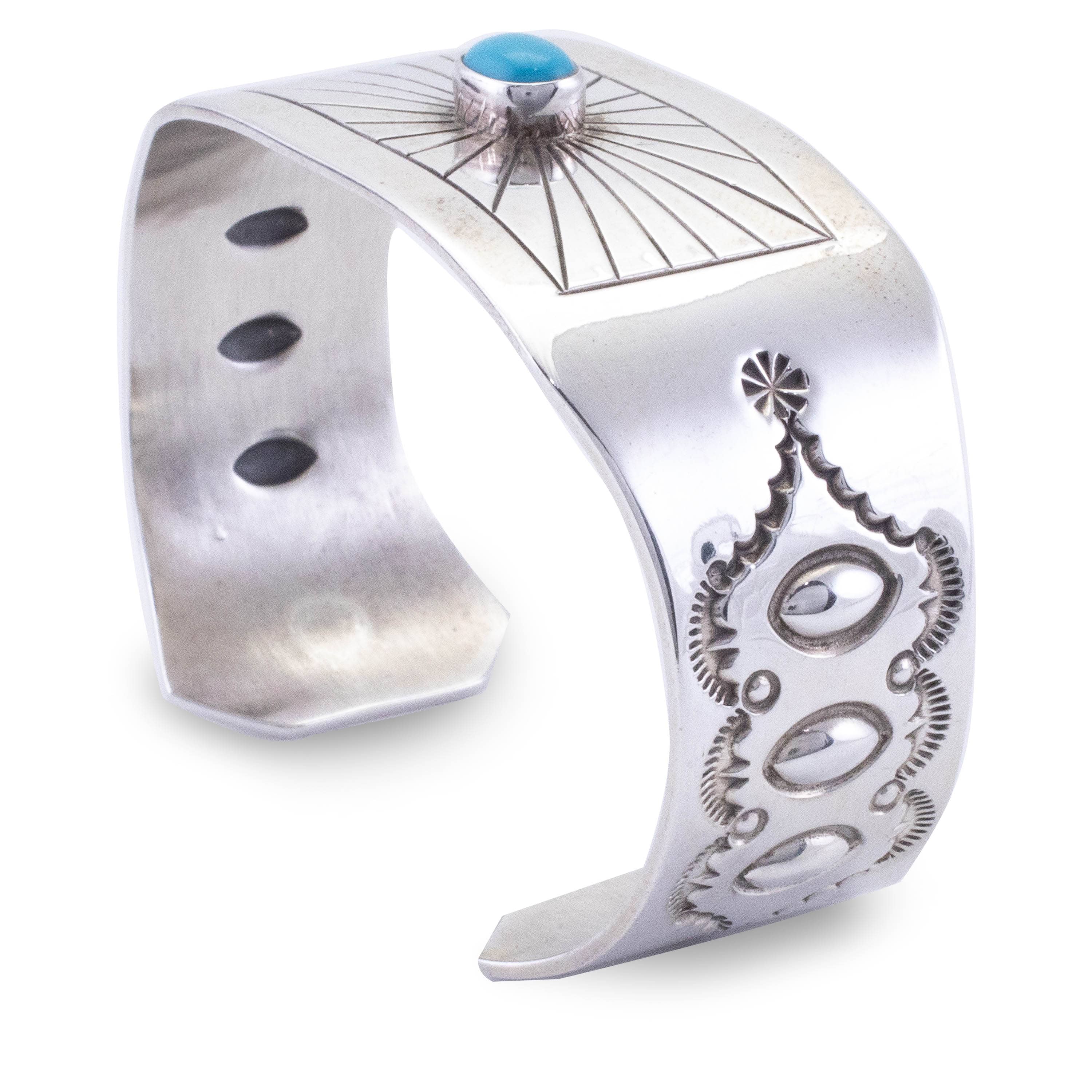 Kalifano Native American Jewelry Marita Benally Navajo Kingman Turquoise USA Native American Made 925 Sterling Silver Cuff NAB1200.016