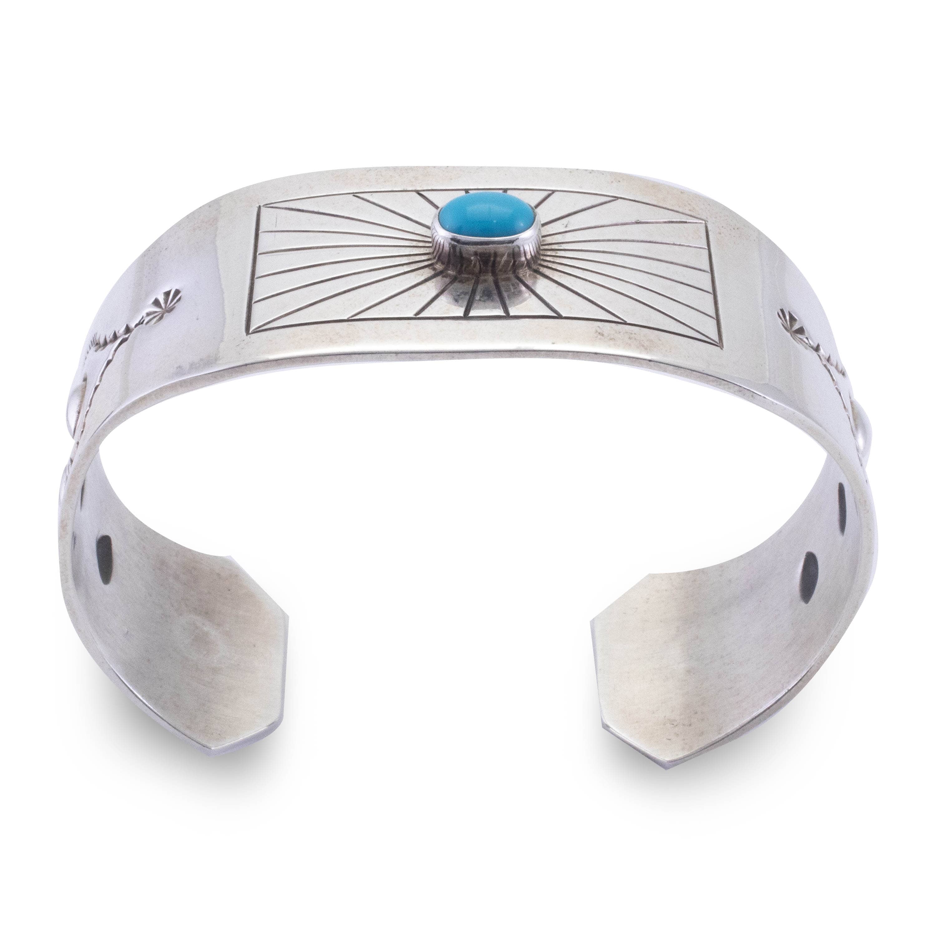Kalifano Native American Jewelry Marita Benally Navajo Kingman Turquoise USA Native American Made 925 Sterling Silver Cuff NAB1200.016