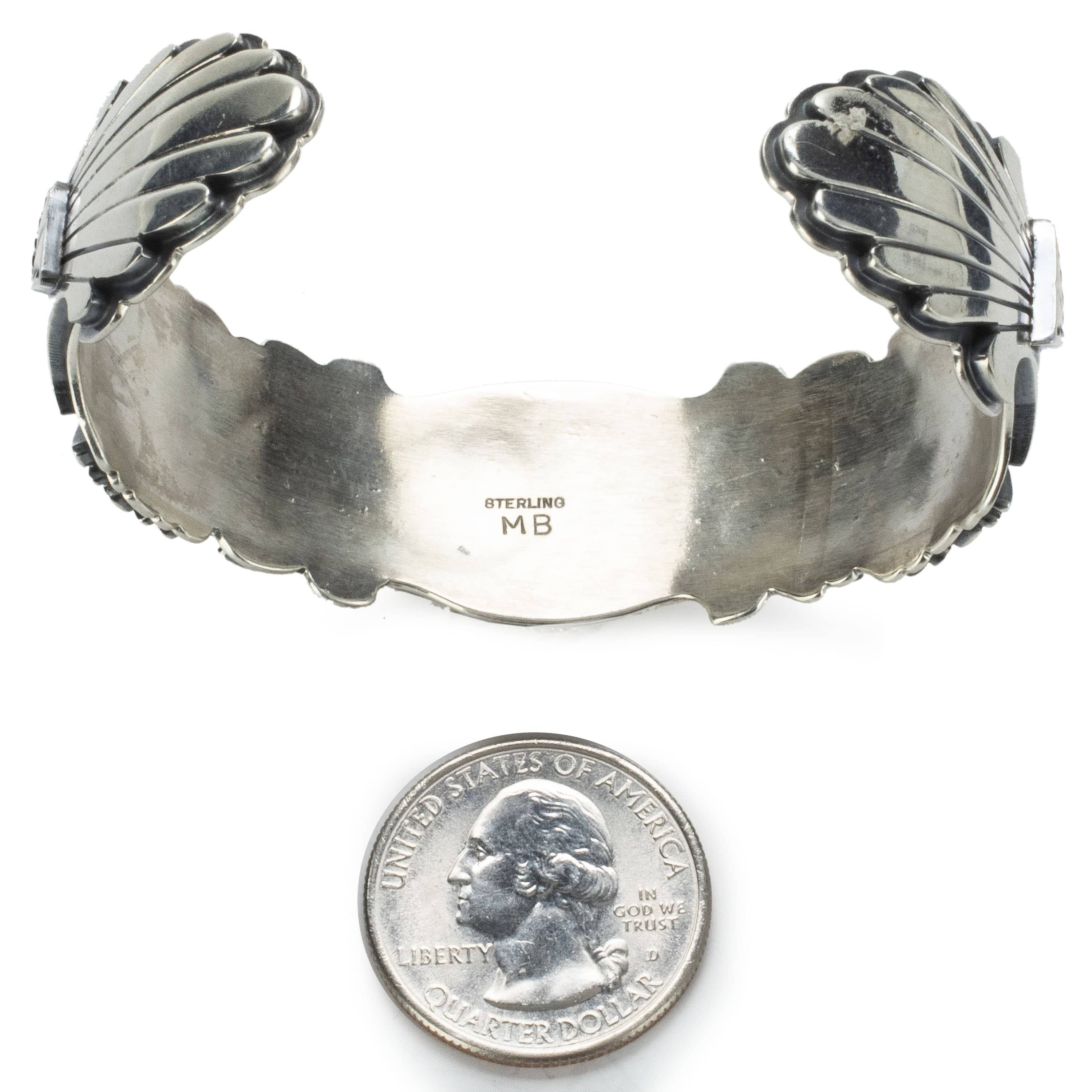 Kalifano Native American Jewelry Marita Benelli Coral USA Native American Made 925 Sterling Silver Cuff NAB2900.006