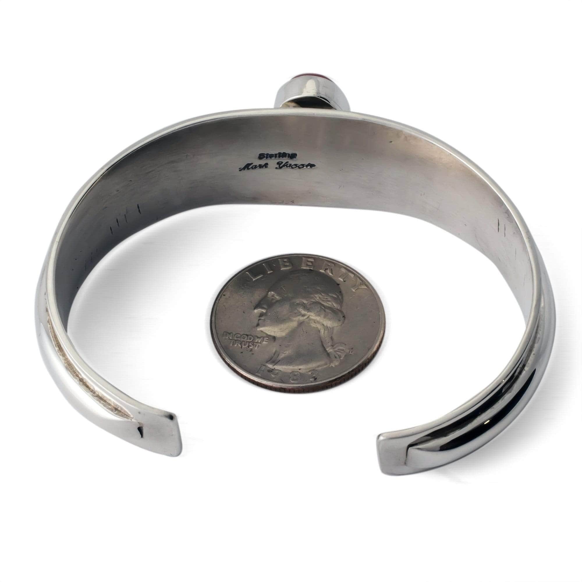 Kalifano Native American Jewelry Mark Yazzie Coral USA Native American Made 925 Sterling Silver Cuff NAB1350.001