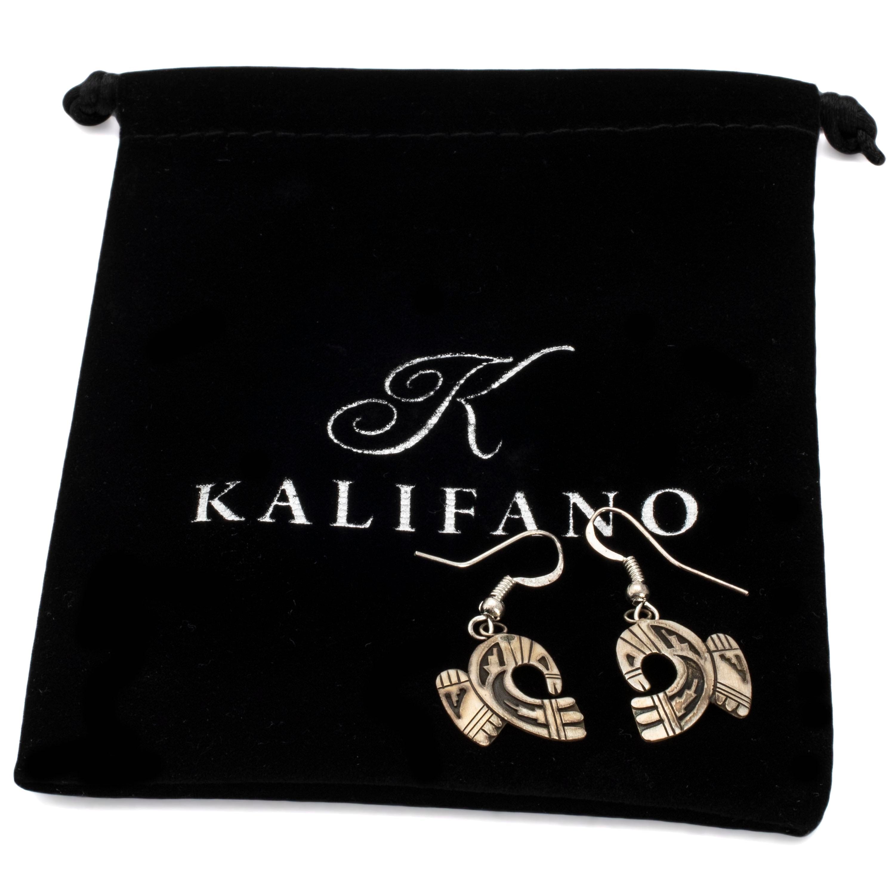 Kalifano Native American Jewelry Navajo Thunderbird USA Native American Made Sterling Silver Earrings NAE150.007
