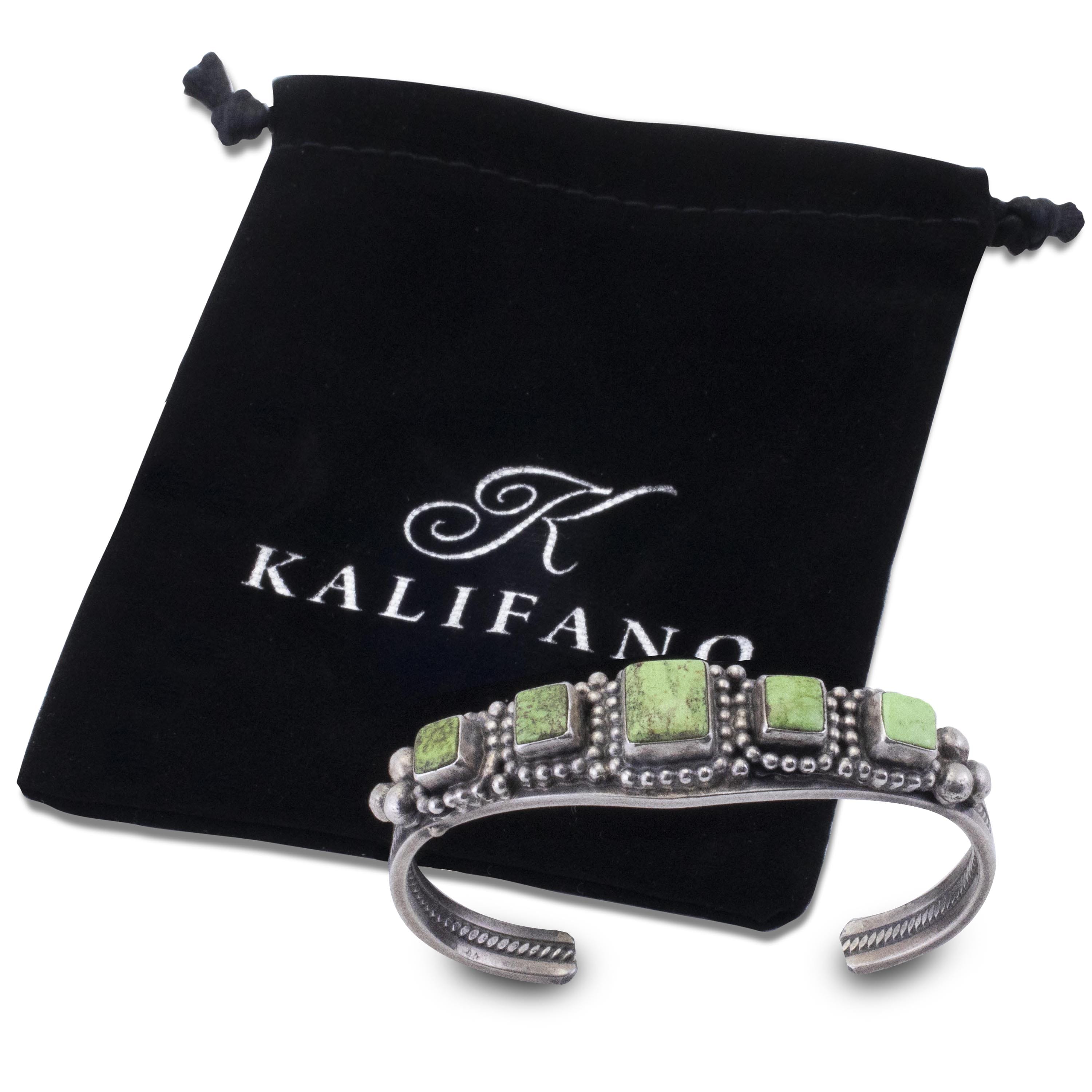 Kalifano Native American Jewelry Paul Livingston Navajo Gaspite USA Native American Made 925 Sterling Silver Cuff NAB1500.011