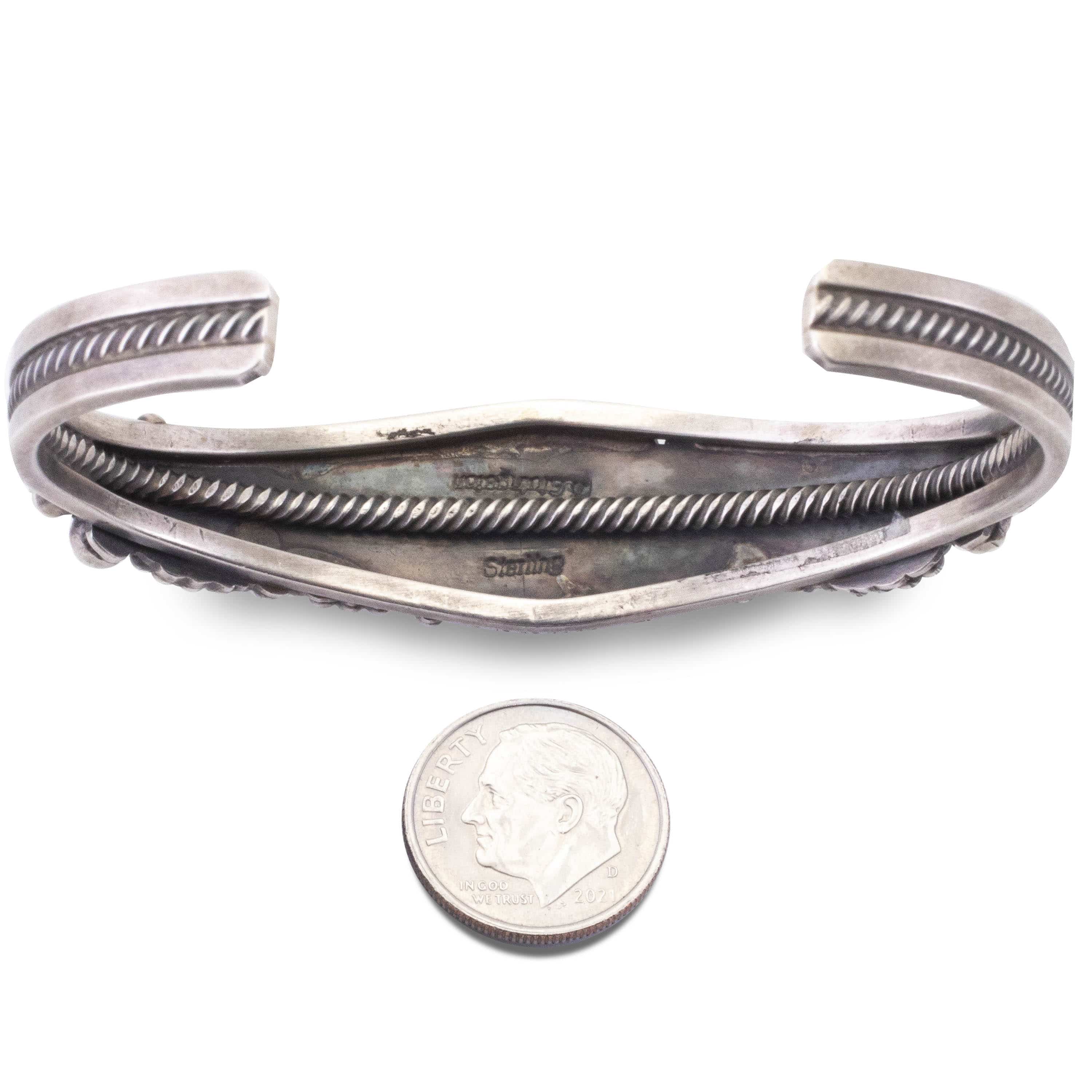 Kalifano Native American Jewelry Paul Livingston Navajo Gaspite USA Native American Made 925 Sterling Silver Cuff NAB1500.011