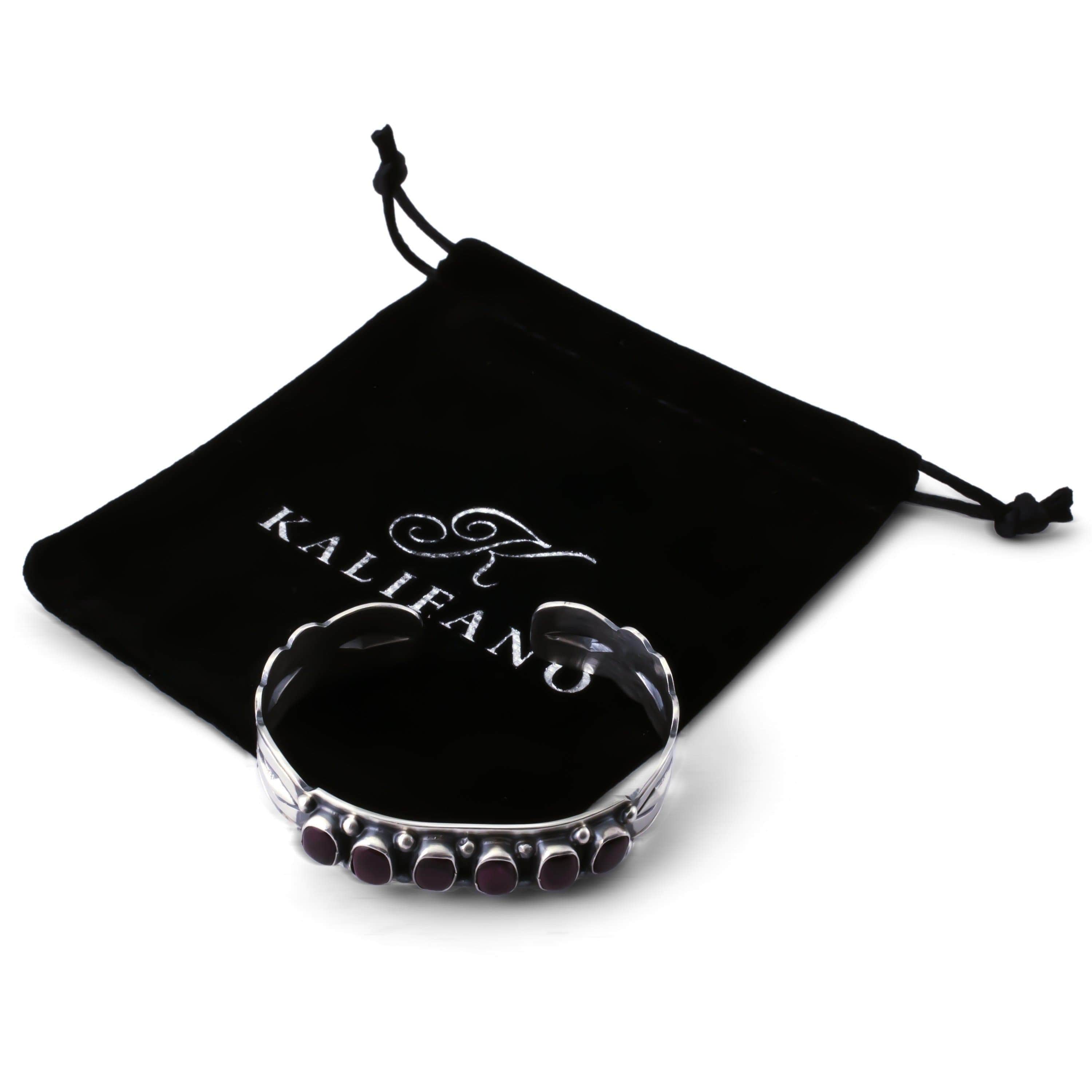 Kalifano Native American Jewelry Purple Spiny Oyster Shell USA Native American Made 925 Sterling Silver Cuff NAB900.003
