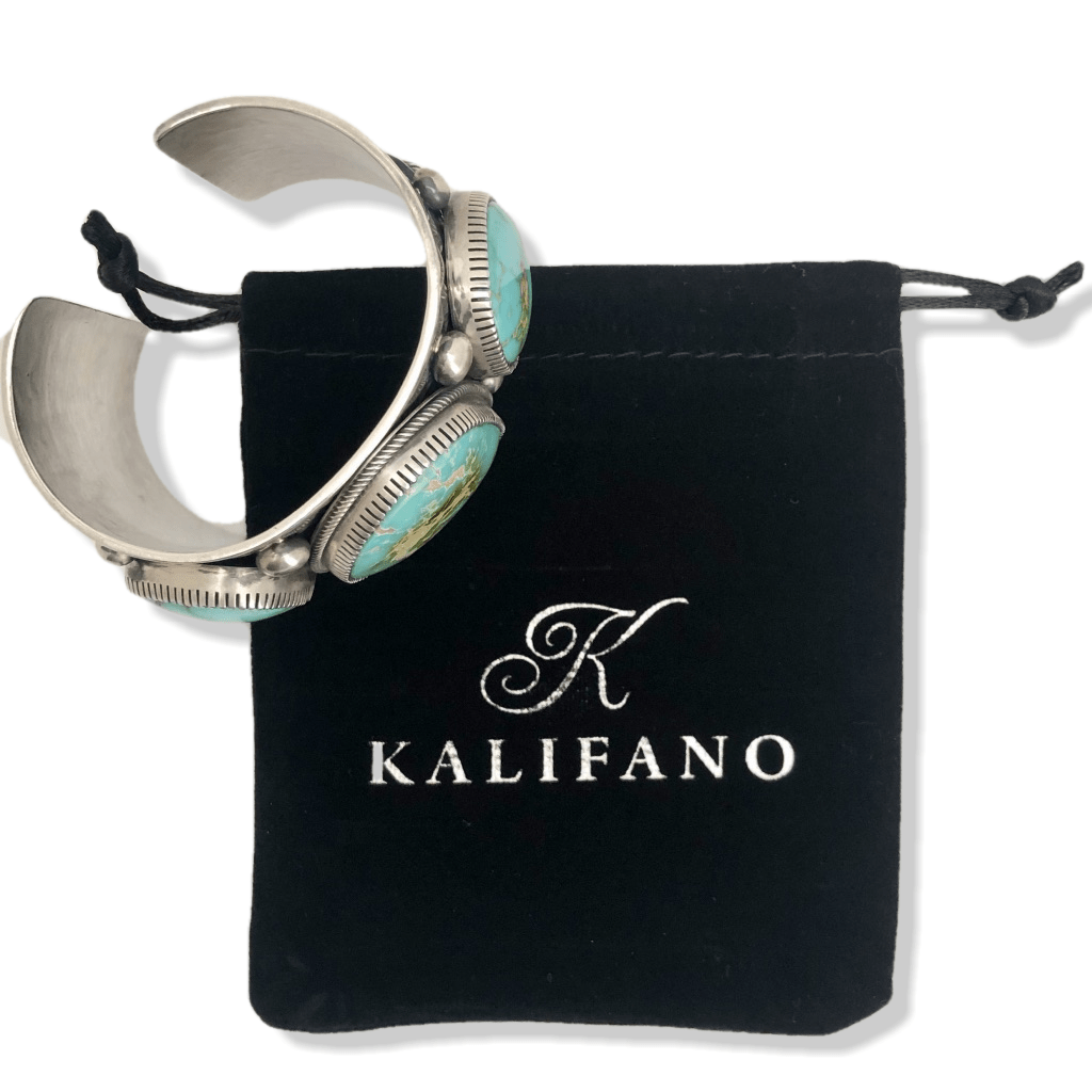 Kalifano Native American Jewelry R. Bennet Royston Turquoise Native American Made Sterling 925 Silver Cuff NAB8000.001