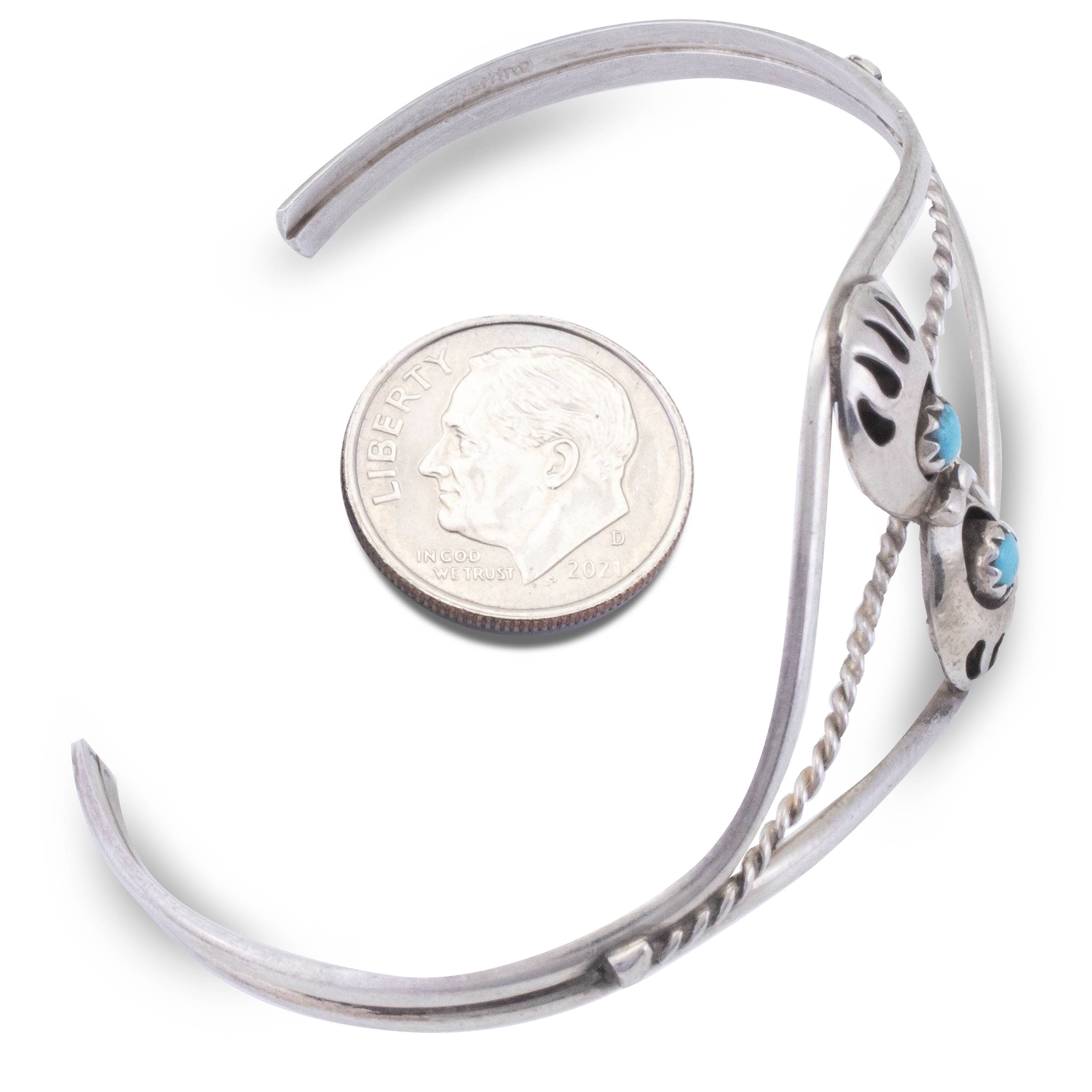 Kalifano Native American Jewelry Sleeping Beauty Turquoise Double Bear Claw USA Native American Made 925 Sterling Silver Cuff NAB160.003