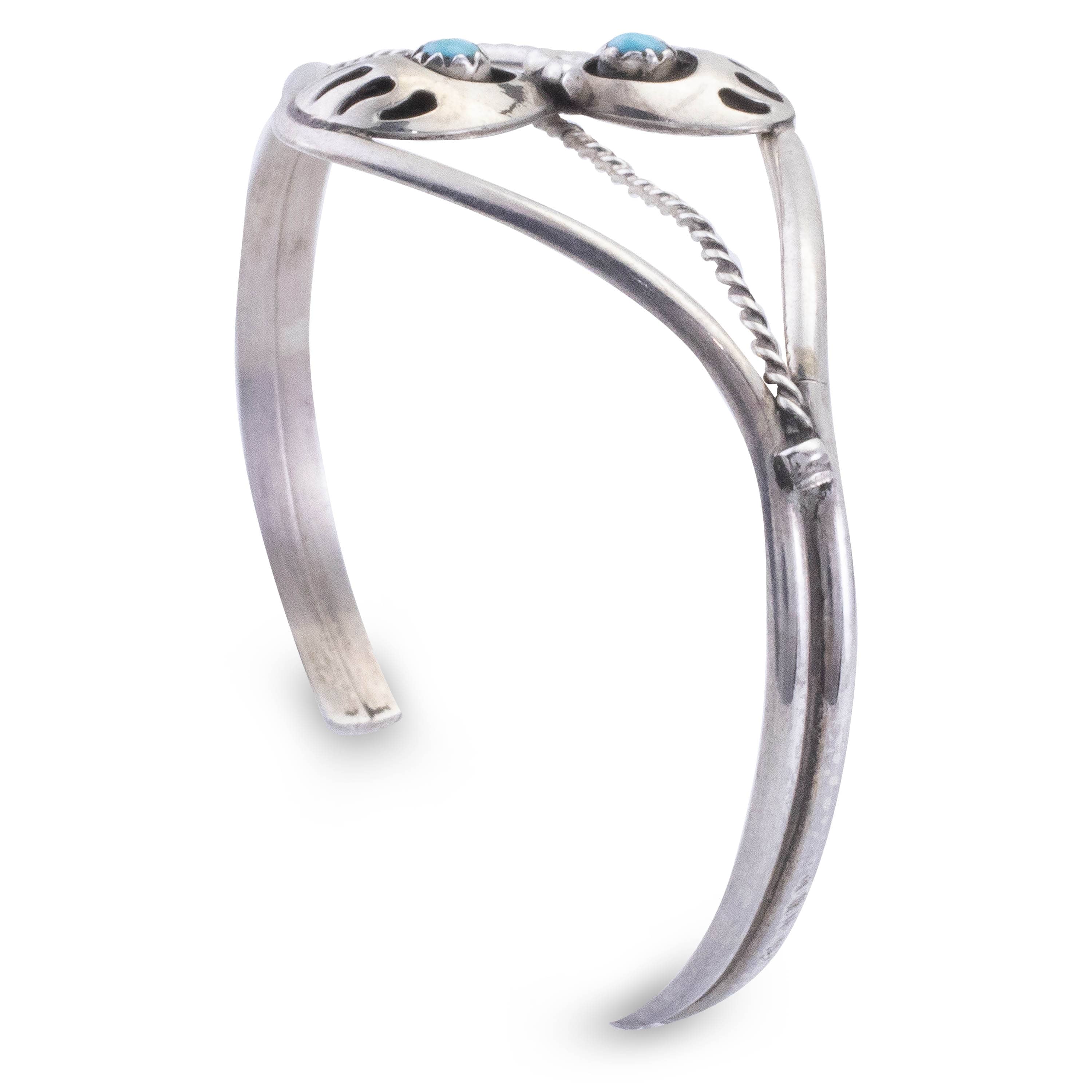 Kalifano Native American Jewelry Sleeping Beauty Turquoise Double Bear Claw USA Native American Made 925 Sterling Silver Cuff NAB160.003