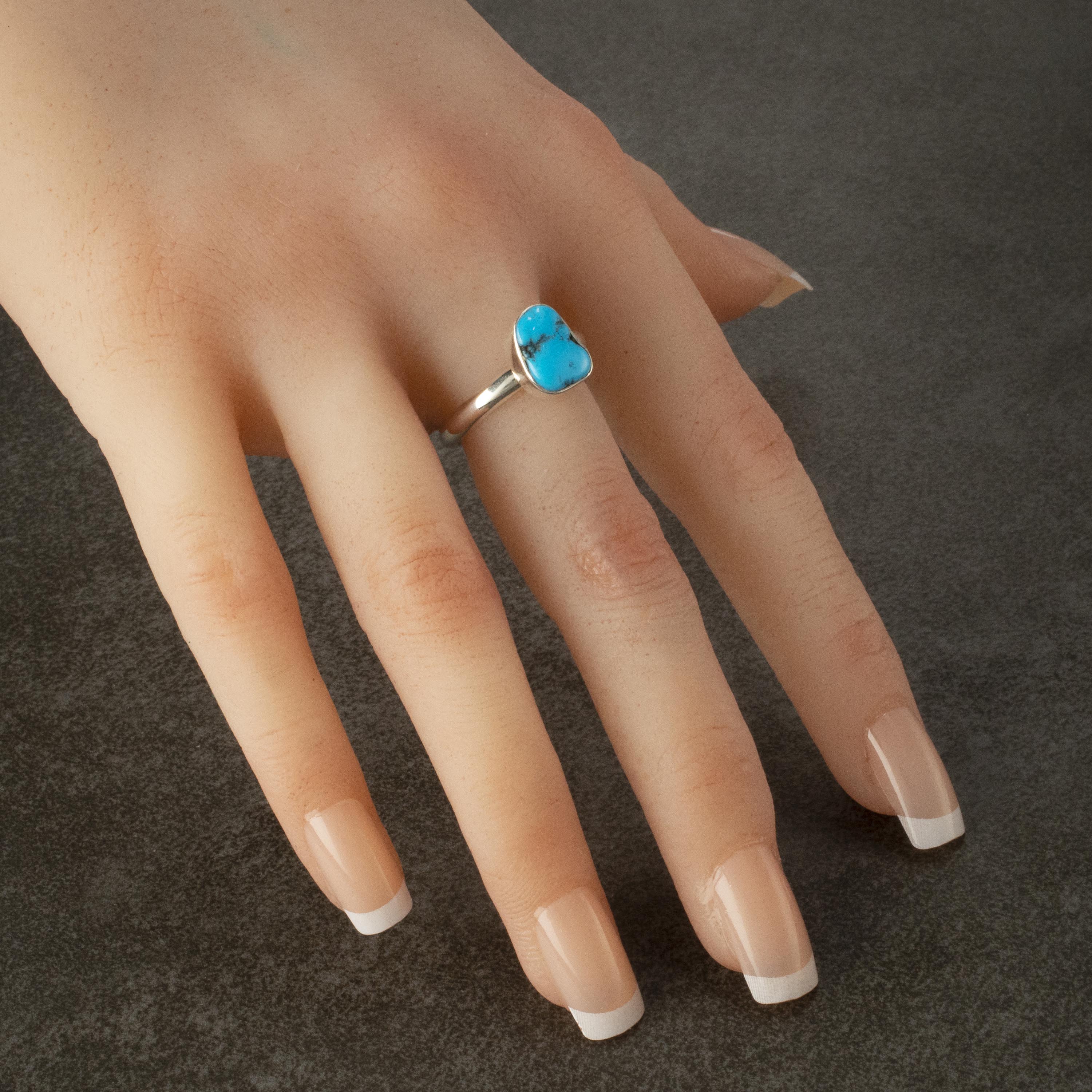 Kalifano Native American Jewelry Sleeping Beauty Turquoise USA Handmade 925 Sterling Silver Ring