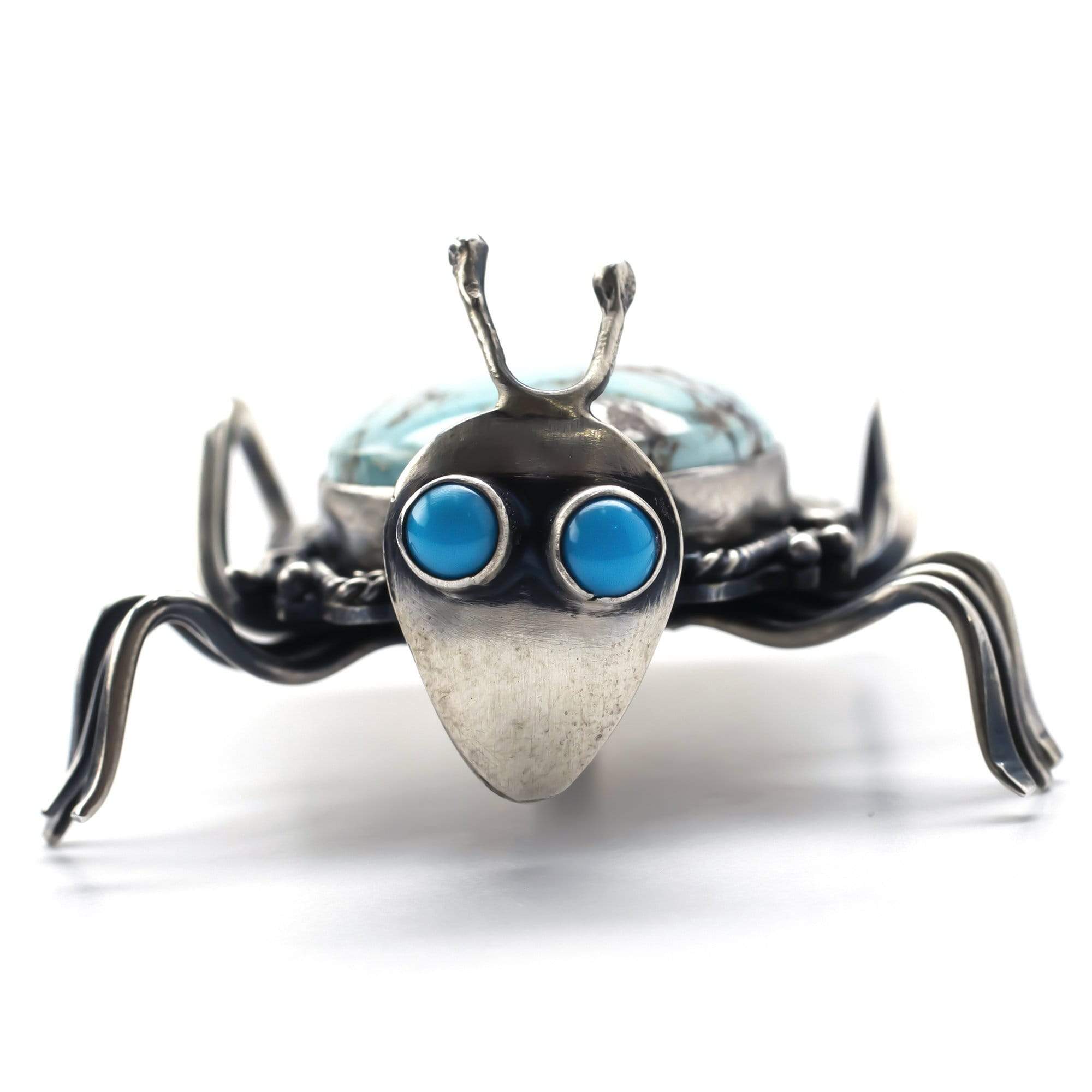 Kalifano Native American Jewelry White Carico Lake Turquoise USA Native American Made 925 Sterling Silver Bug Pin NAP1900.001
