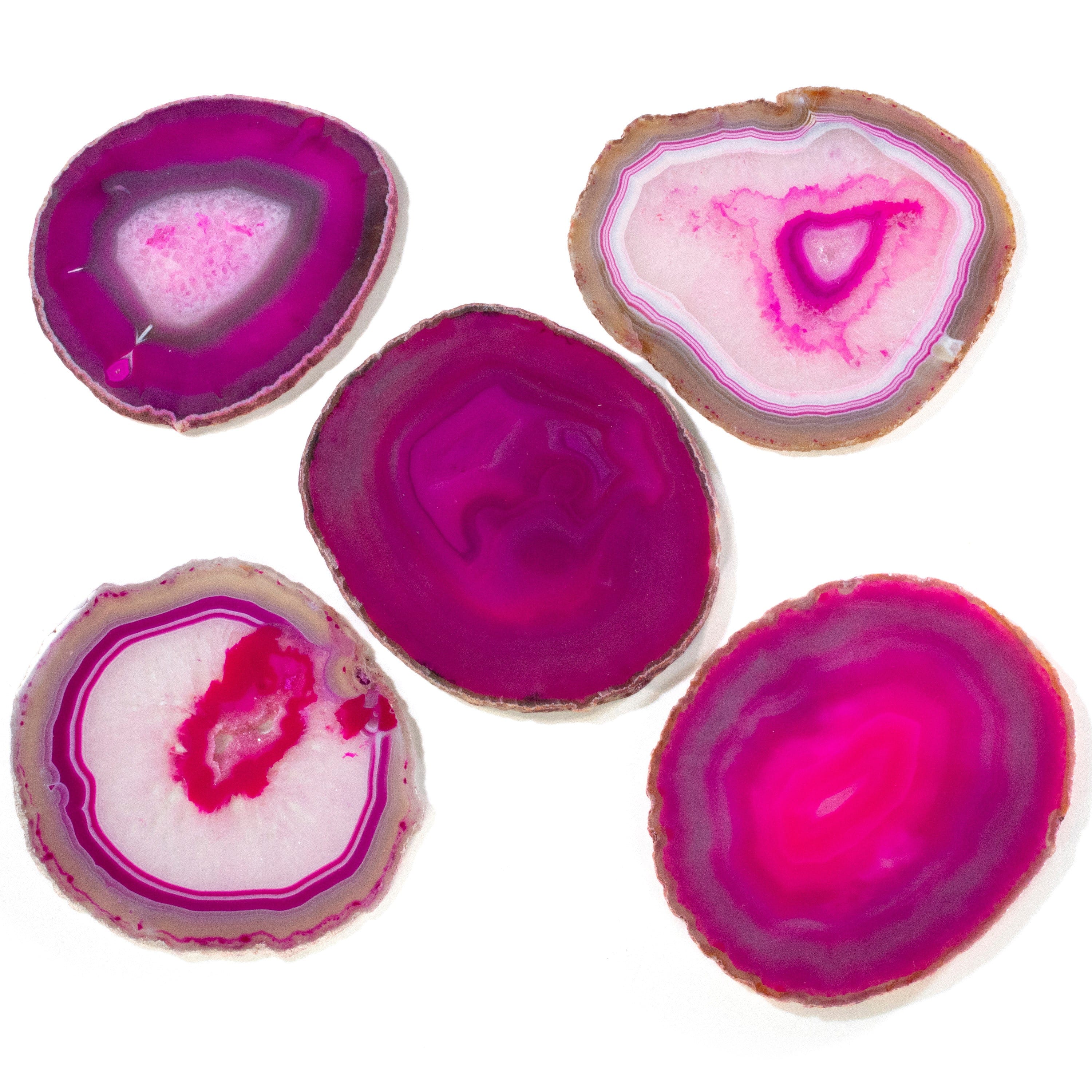 KALIFANO Pink Agate Slice Drink Coaster BAS160-PK