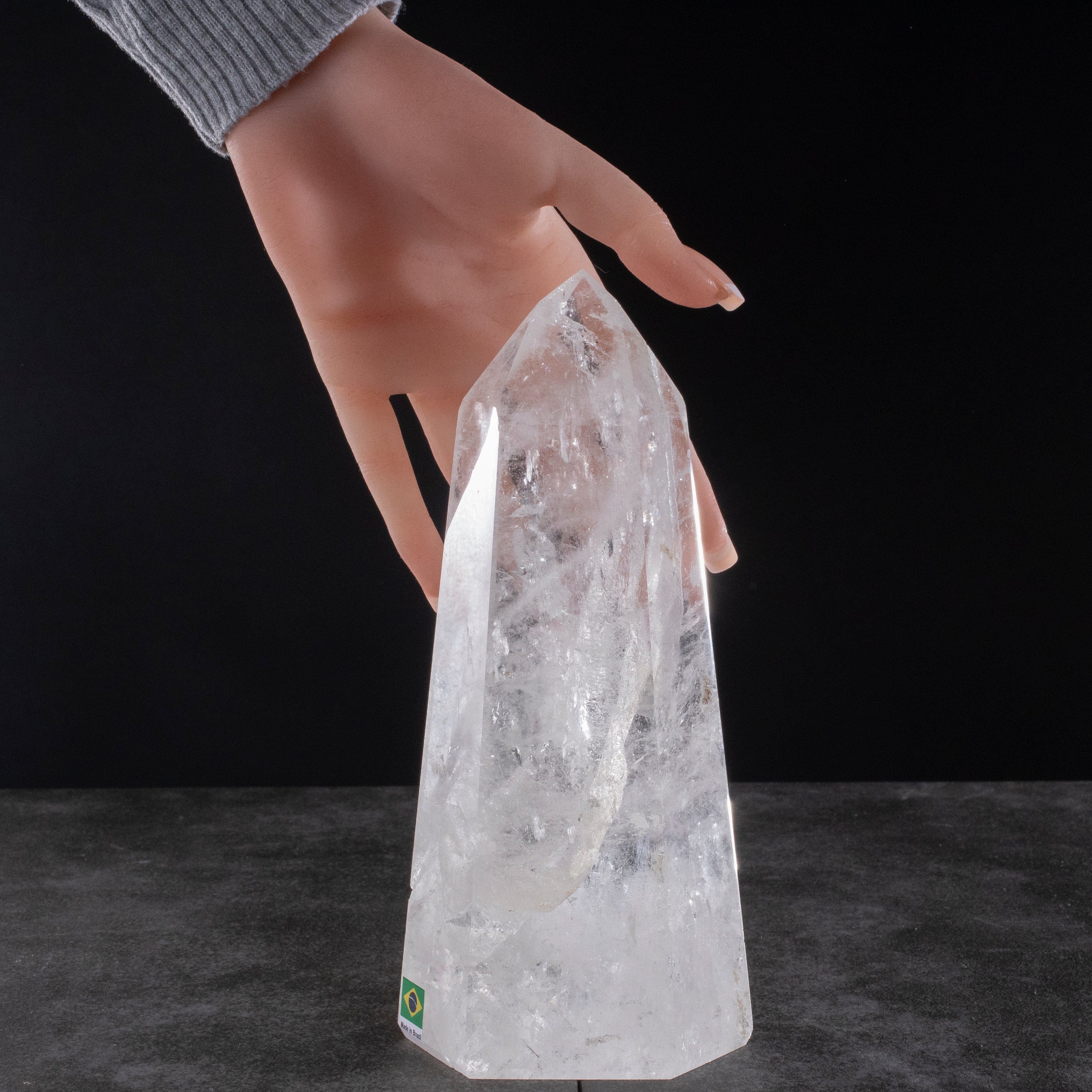 Kalifano Quartz Natural Quartz Obelisk from Brazil - 8" / 1,471 grams QZ1800.022