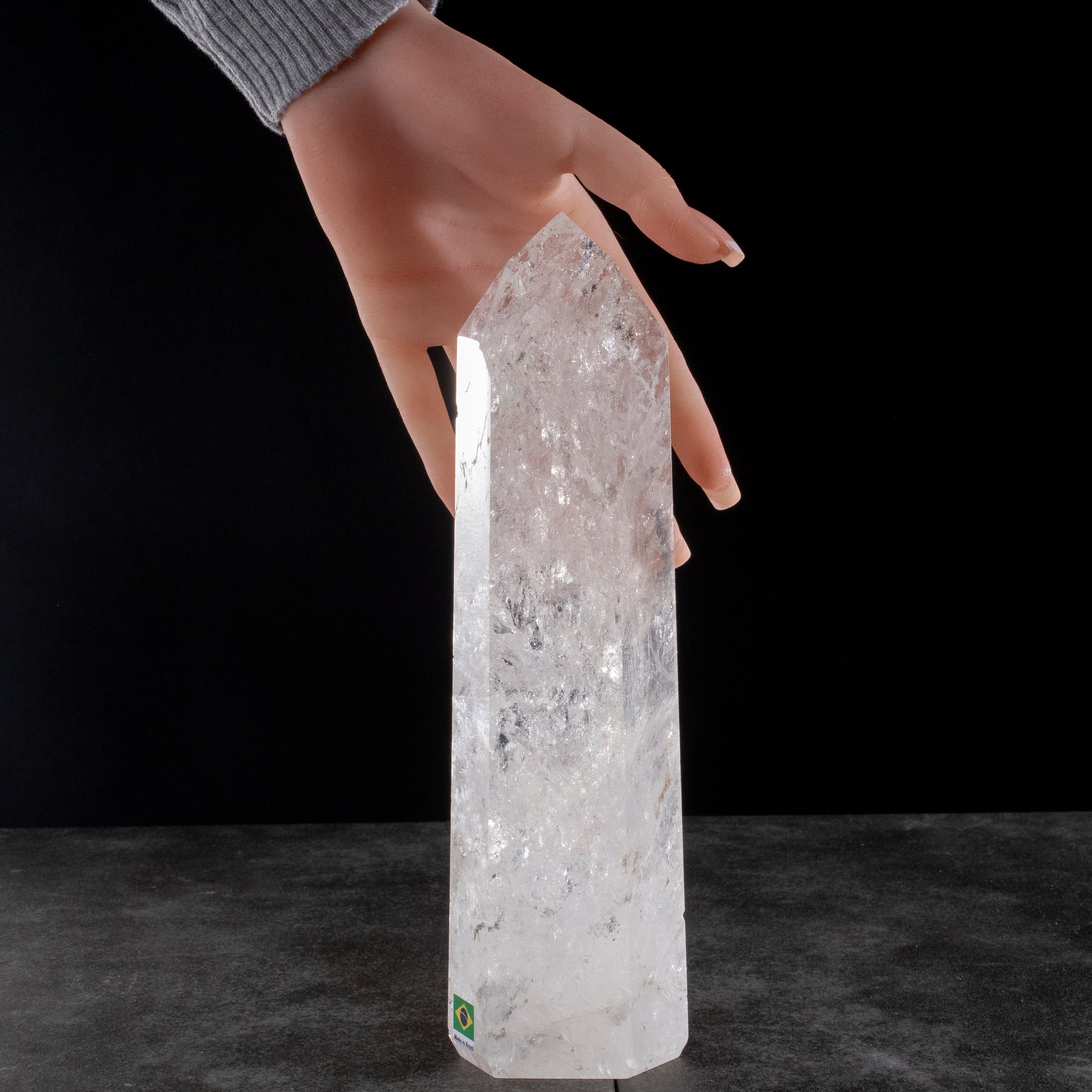 Kalifano Quartz Natural Quartz Obelisk from Brazil - 9.5" / 1,300 grams QZ1800.021