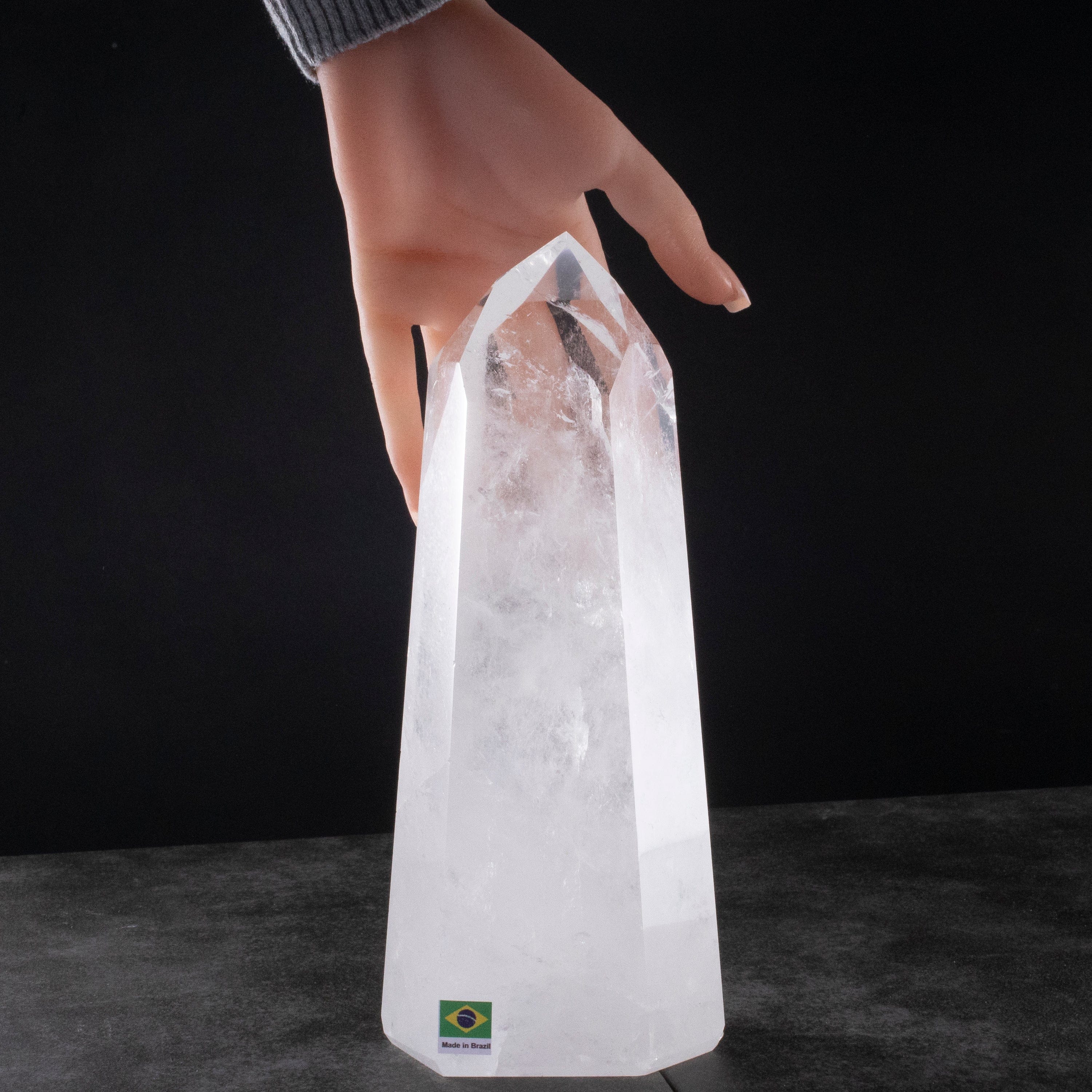 Kalifano Quartz Natural Quartz Obelisk from Brazil - 9.5" / 2,014 grams QZ3000.002