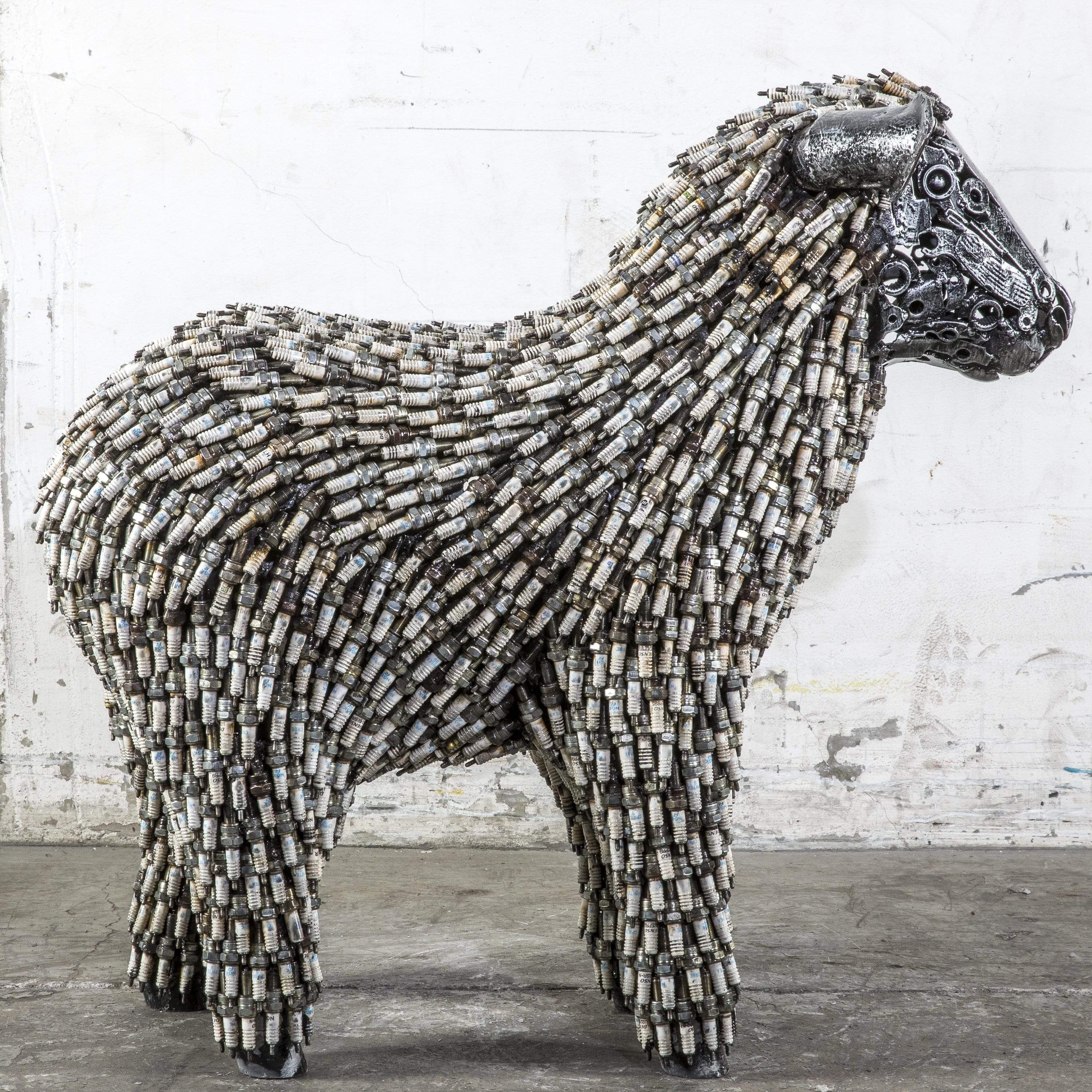 Kalifano Recycled Metal Art 30" Spark Plug Sheep Inspired Recycled Metal Sculpture RMS-S75x80-P