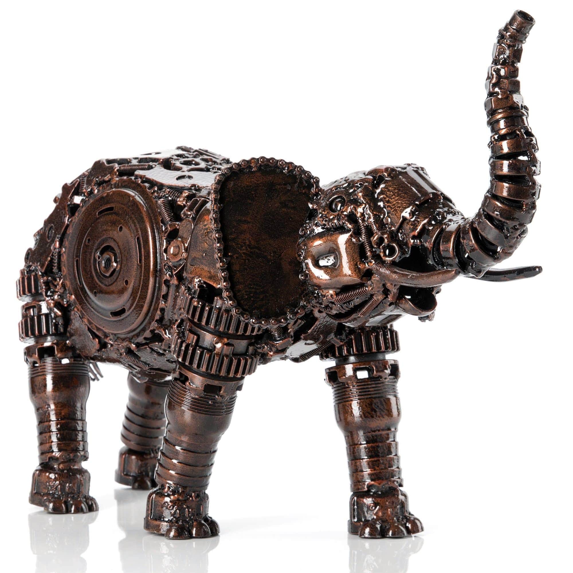 Kalifano Recycled Metal Art Elephant Bronze Inspired Recycled Metal Sculpture Original, One-of-a-Kind Work of Art RMS-2500EB-N