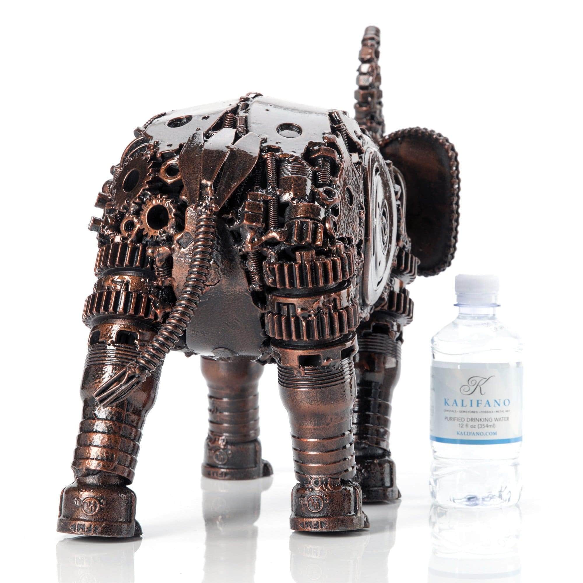 Kalifano Recycled Metal Art Elephant Bronze Inspired Recycled Metal Sculpture Original, One-of-a-Kind Work of Art RMS-2500EB-N