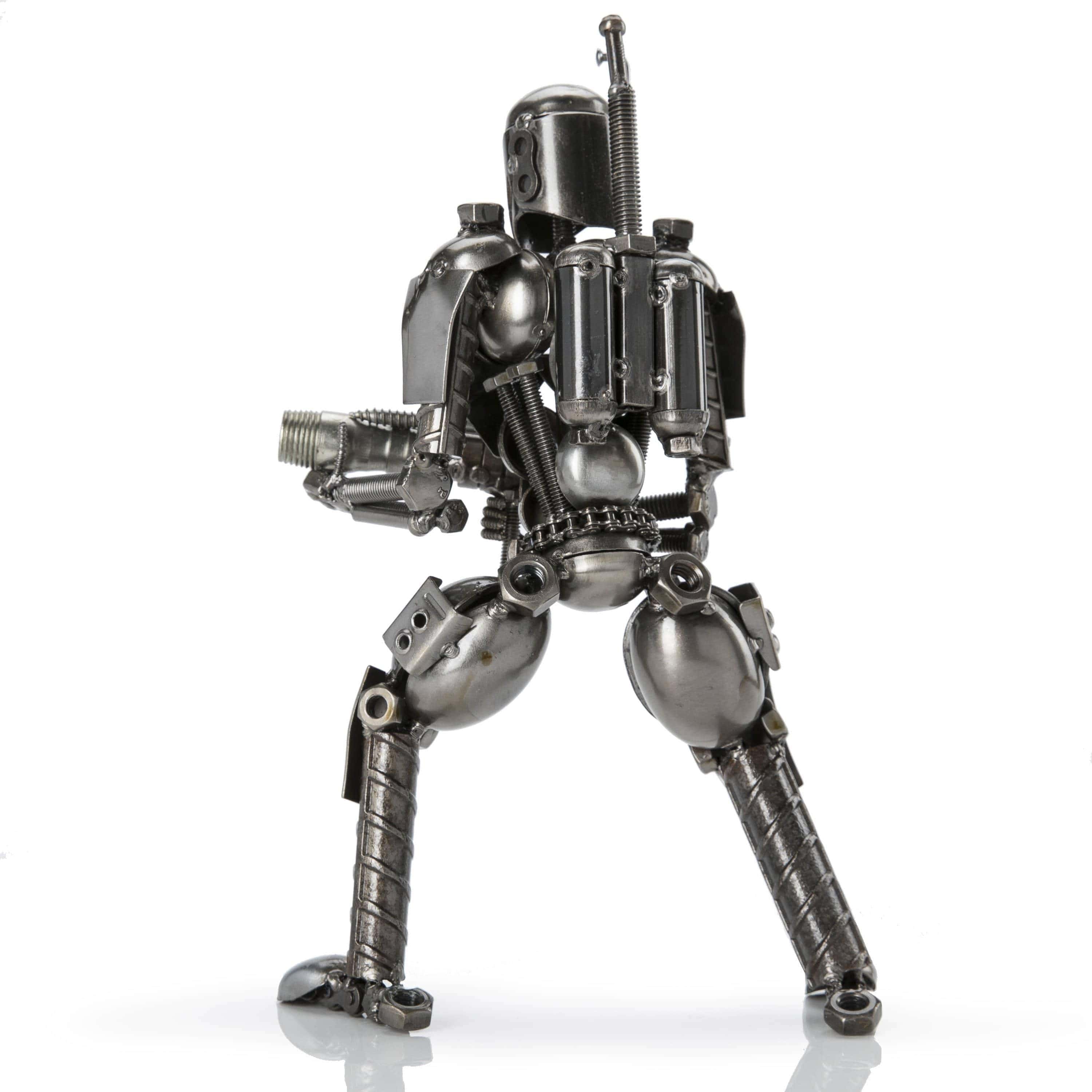 Kalifano Recycled Metal Art Jango Fett with Blaster Inspired Recycled Metal Sculpture RMS-700JFA-N